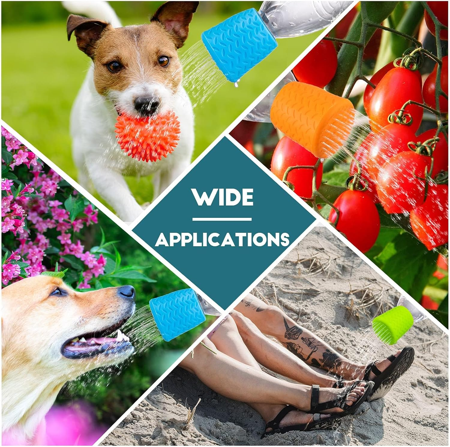 Cozioz 3-Piece Portable Outdoor Dog Shower Kit, Bottle Attachment Water Sprayer Accessory &ndash; Compatible with Most 16Oz to 2L Plastic Bottles (Sky Blue, Light Green, Orange) image number 4