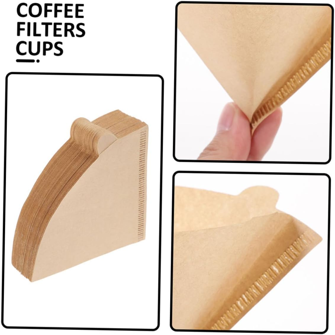 Espresso Cone Filters 100 Count Coffee Filter Cones Tea Filtering Paper for Home and Office - Khaki image number 3