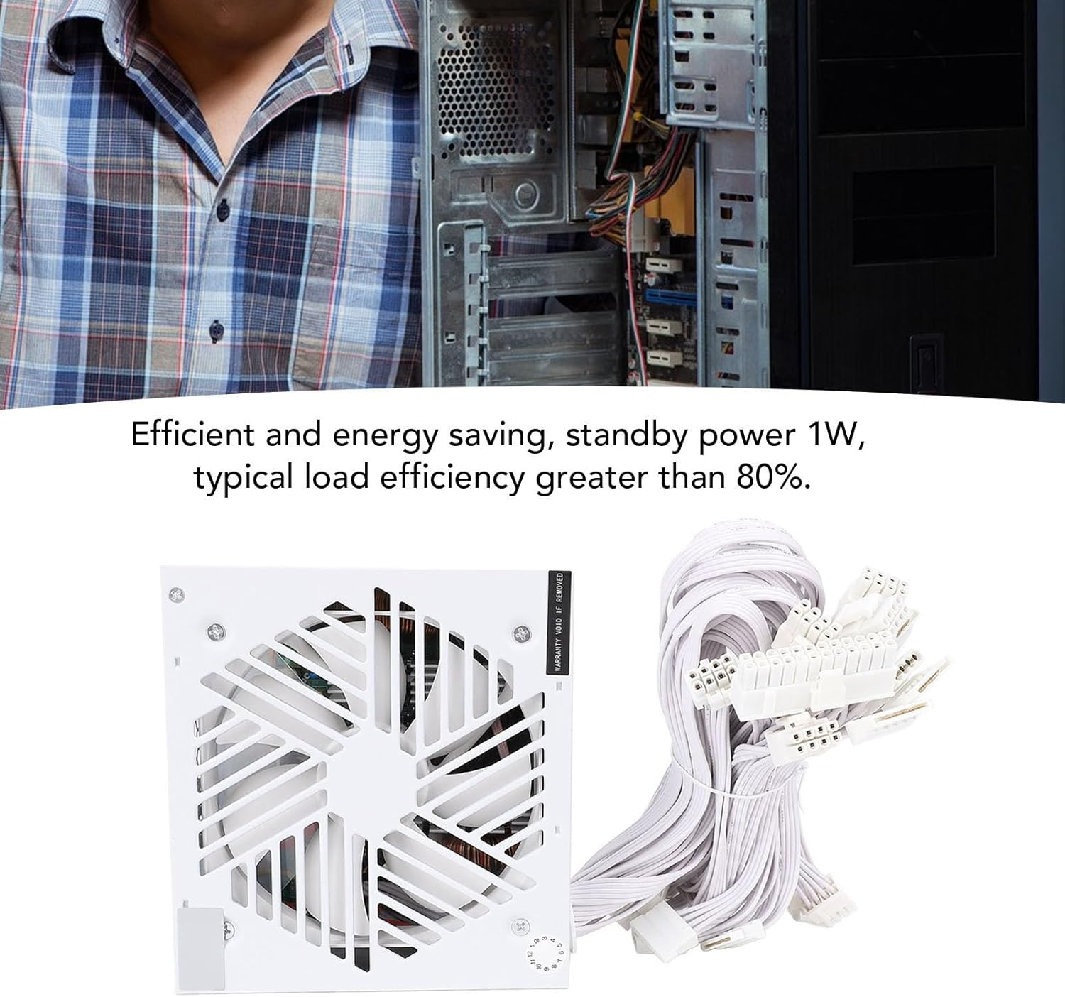 700W Computer ATX Power Supply, 120Mm Fan Intelligent Temperature Control with Multiple Protective Mechanisms, for Desktop PC Gaming Systems image number 4