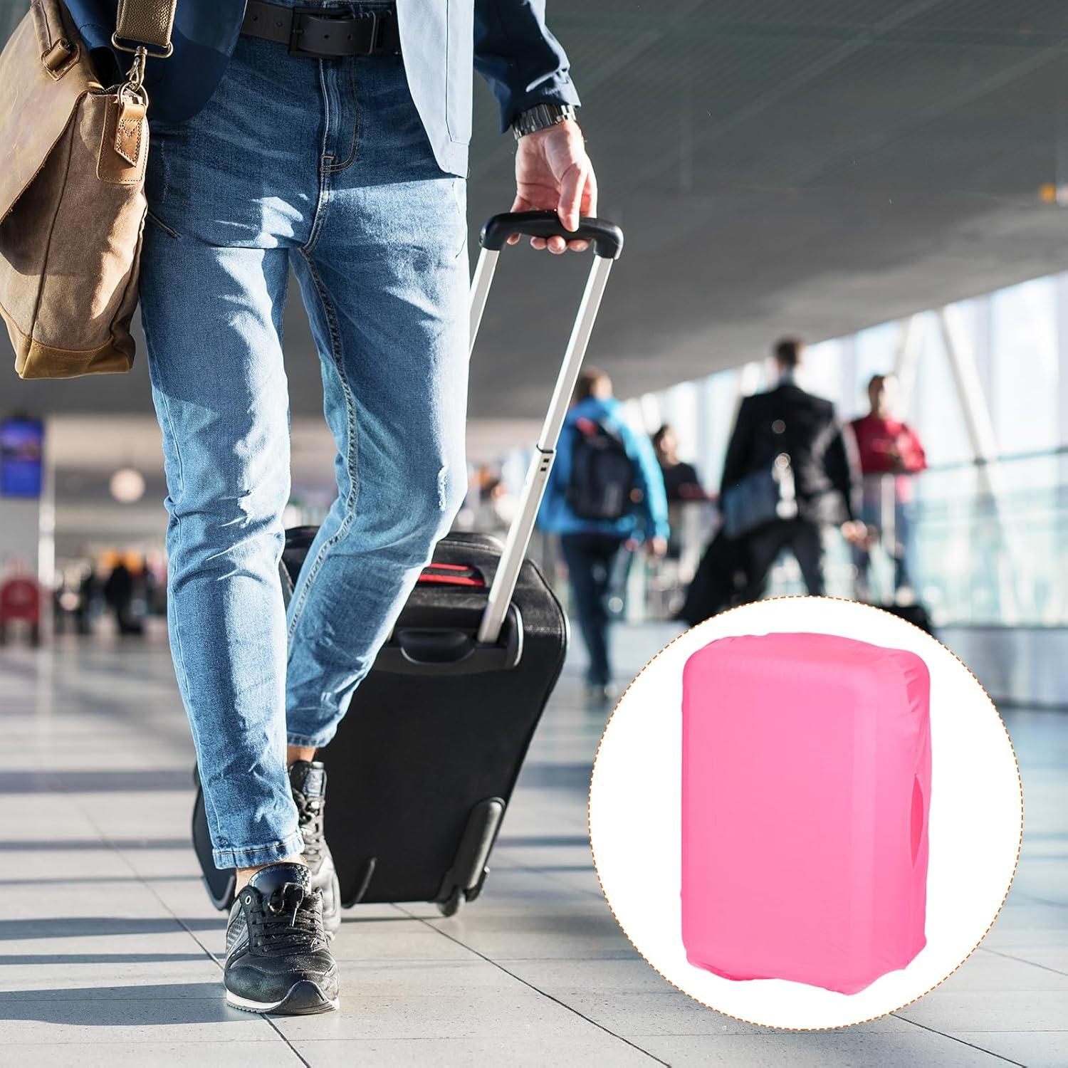 Uxcell Elastic Silk Travel Luggage Cover, Washable Protective Suitcase Protector Bag Pink for 28 Inch Wheeled Suitcase image number 4