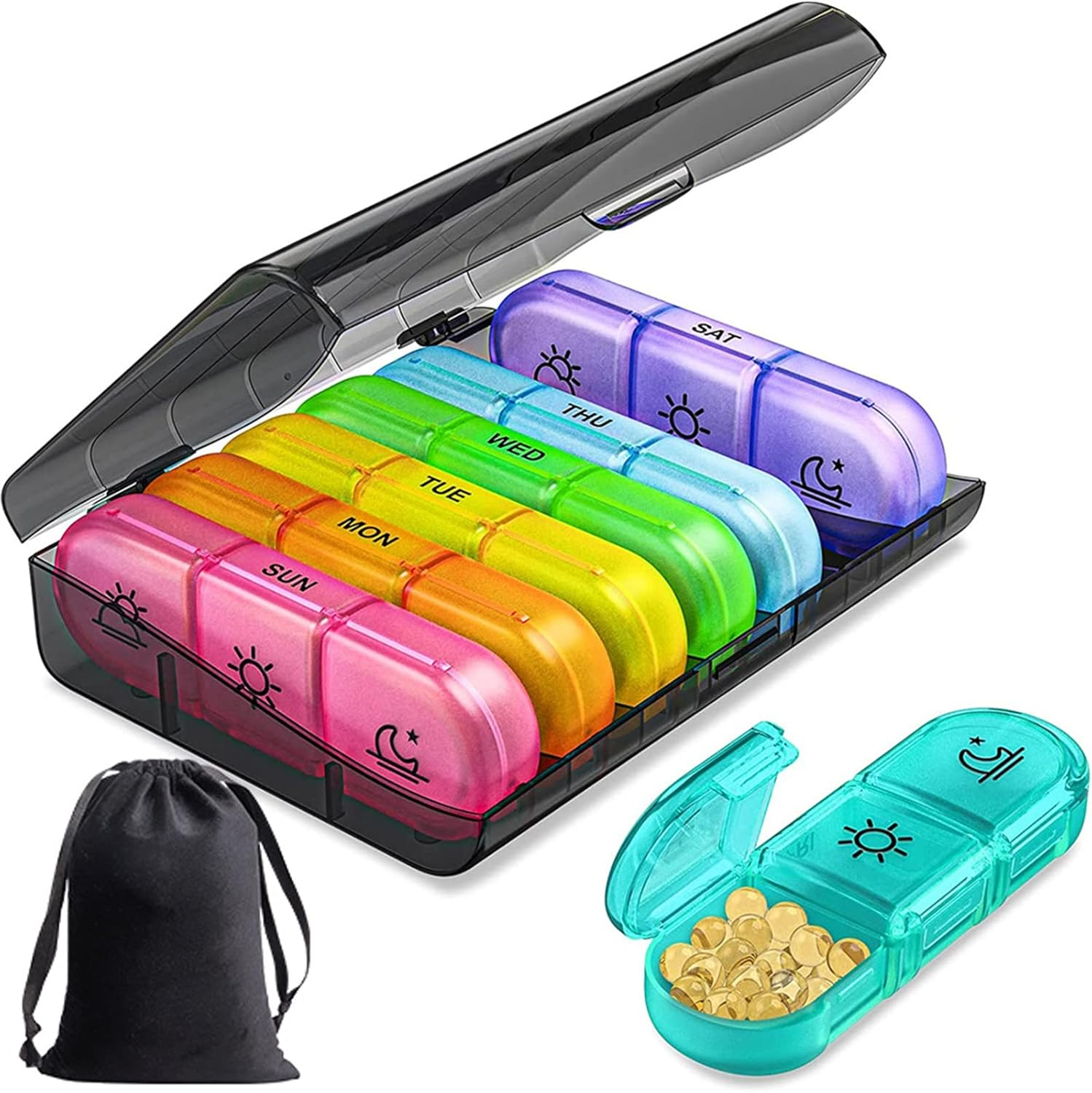 Pill Organizer 3 Times a Day - Weekly Pill Organizer 3 Times a Day - Large Pill Box 7 Day Medicine Organizer Pill Case, Pill Box Organizer Container, Daily Pill Box 3 Times a Day, to Hold Vitamins image number 5