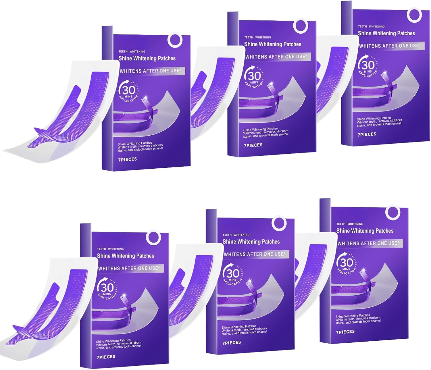 Purple Whitening Strips, Shine Teeth Whitening Patches for Sensitive Teeth, 30-Min Quick Stain Removal, Enamel-Safe Formula, Gentle Whitening Care for a Bright White Smile (6Pcs) - 2Pcs image number 3
