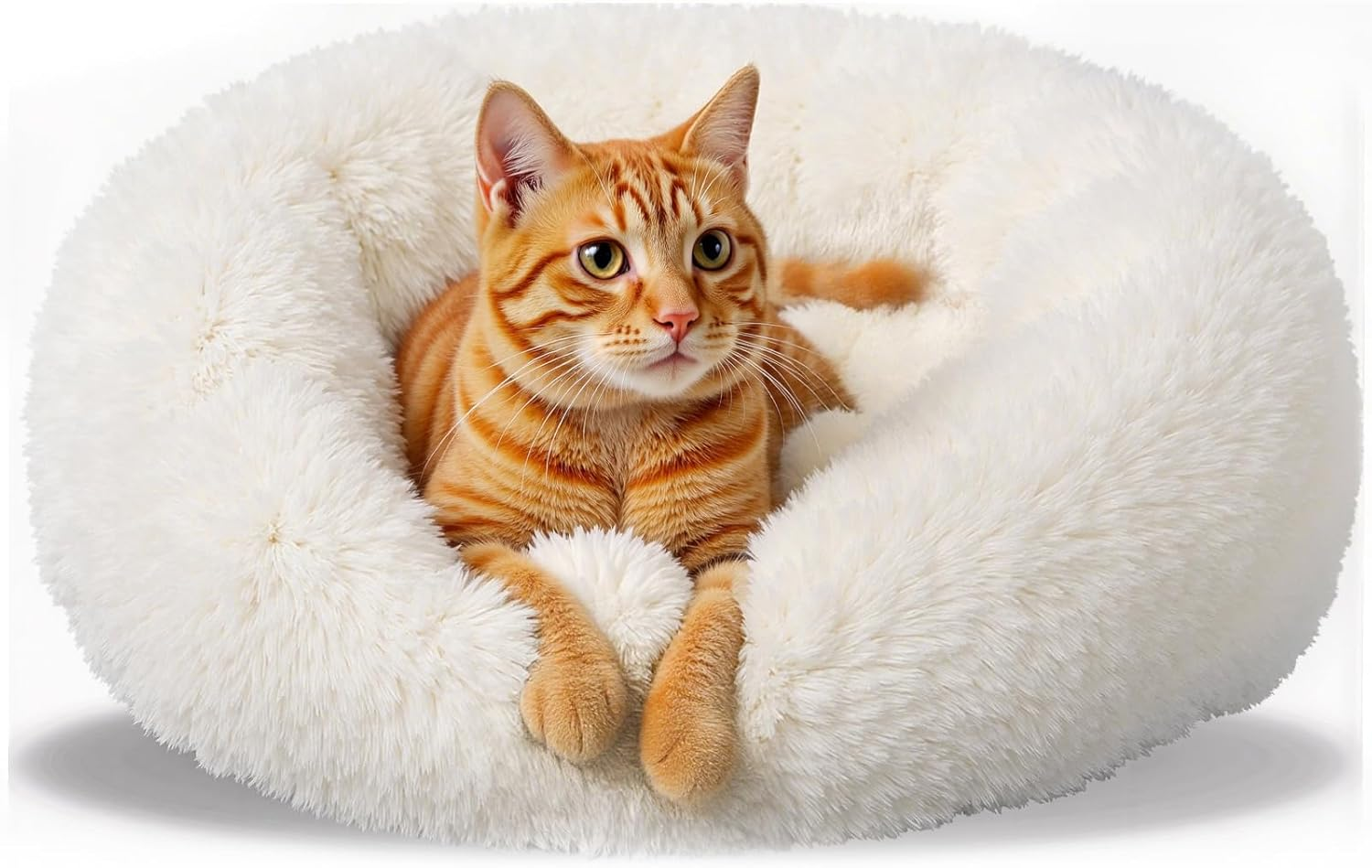 STORMHERO Calming Dog Bed, Cat Bed Fluffy Warming Cozy Soft, Pet Bed for Small Medium Dogs and Cats, White image number 1