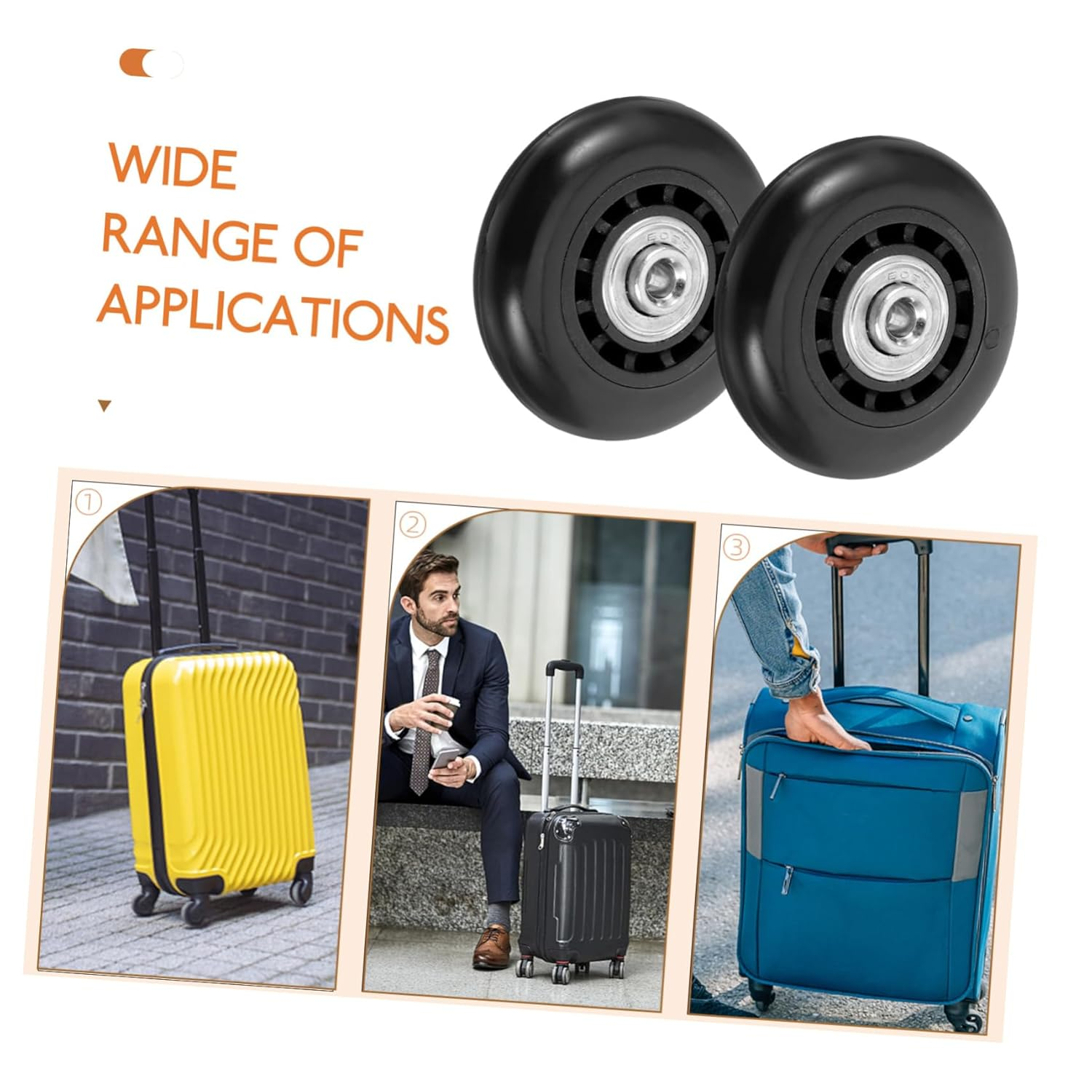 OKUMEYR 2Pcs Luggage Wheels Replacement Kit 60X23Mm Metal Bearing Swivel Caster Wheels for Suitcase Trolley Luggage Repair Accessories Universal Fit image number 4