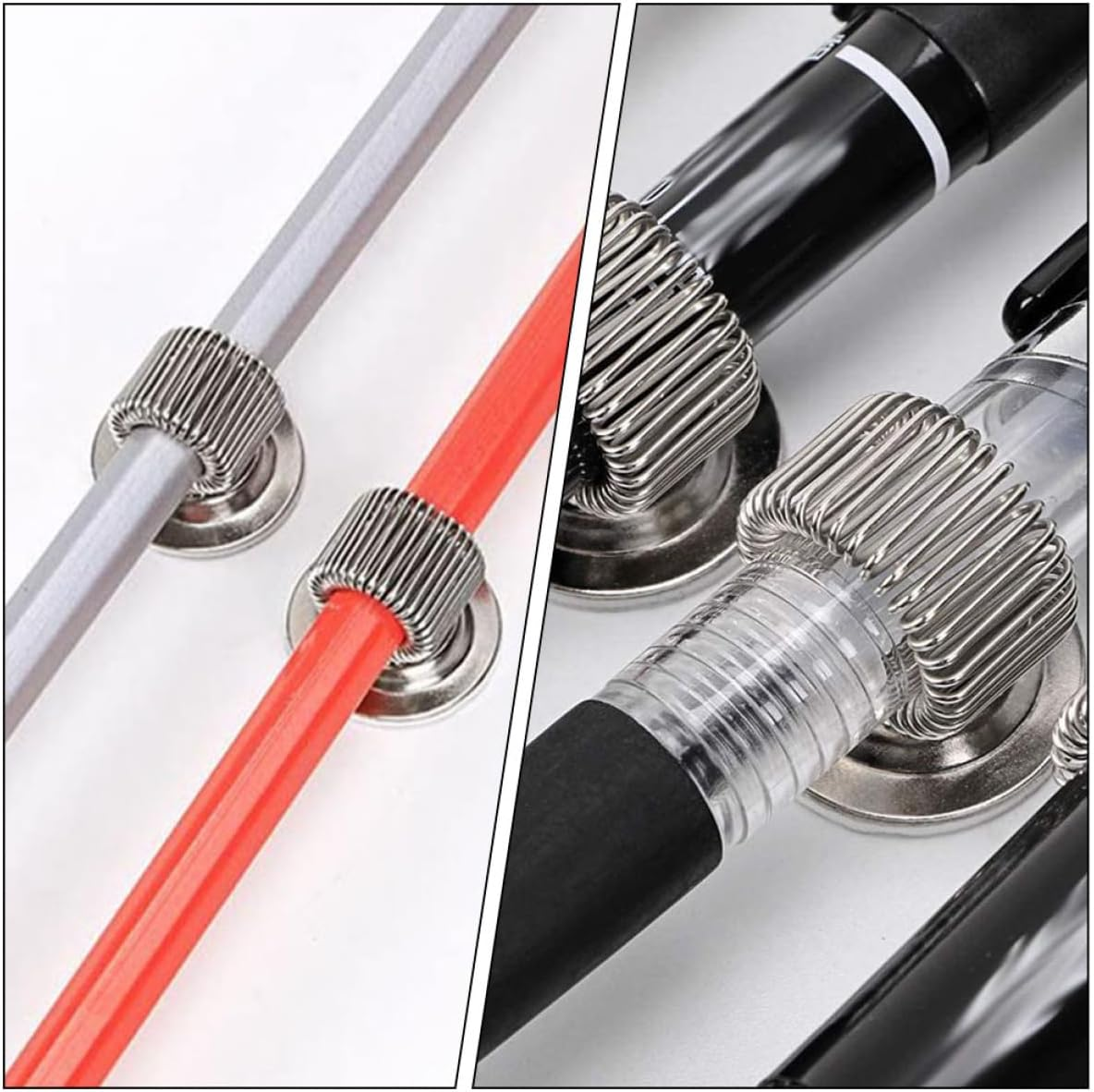 COHEALI 12Pcs Metal Pen Holders Self-Adhesive Pencil Clips Professional Wear-Resistant Office Accessories for Daily Use Compact Rotable Design