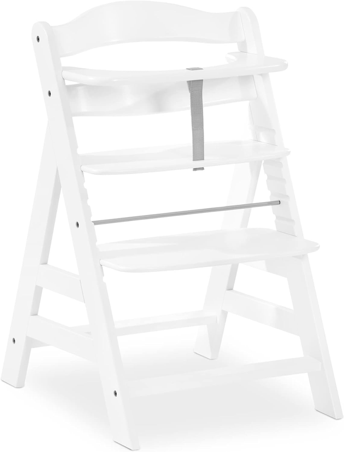 Hauck Alpha+, Grey - Wooden High Chair 6 Months to Adult Sustainable FSC&reg; Certified Beechwood Toddler Feeding and Entertainment Chair, Inclusive 5-Point Harness Bumper Bar Crotch Strap