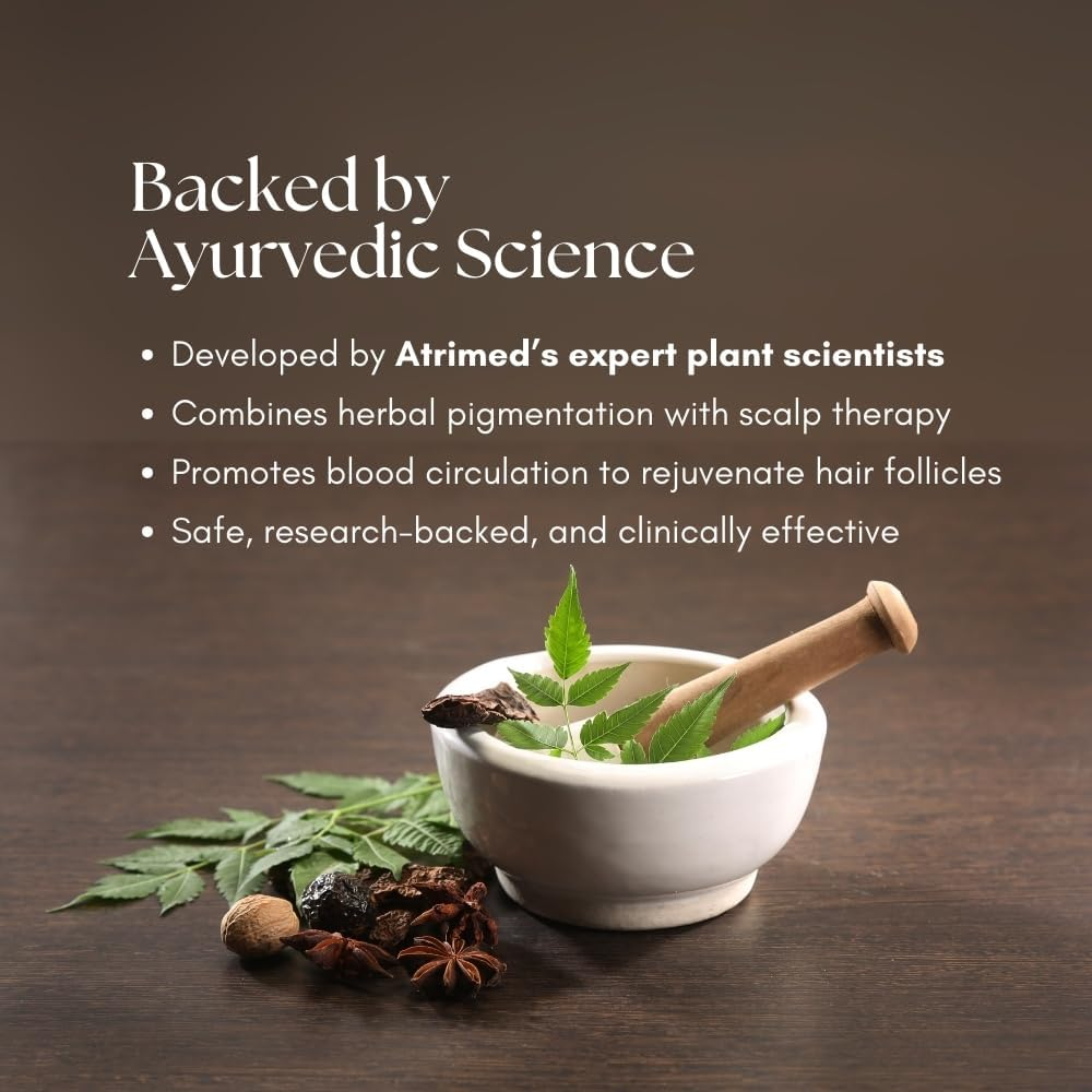 Atrimed Denz & Darc Herbal Hair Oil | Enriched with Nutrients & Safe Herbal Colouring Pigments | 100Ml | Pack of 1 image number 6