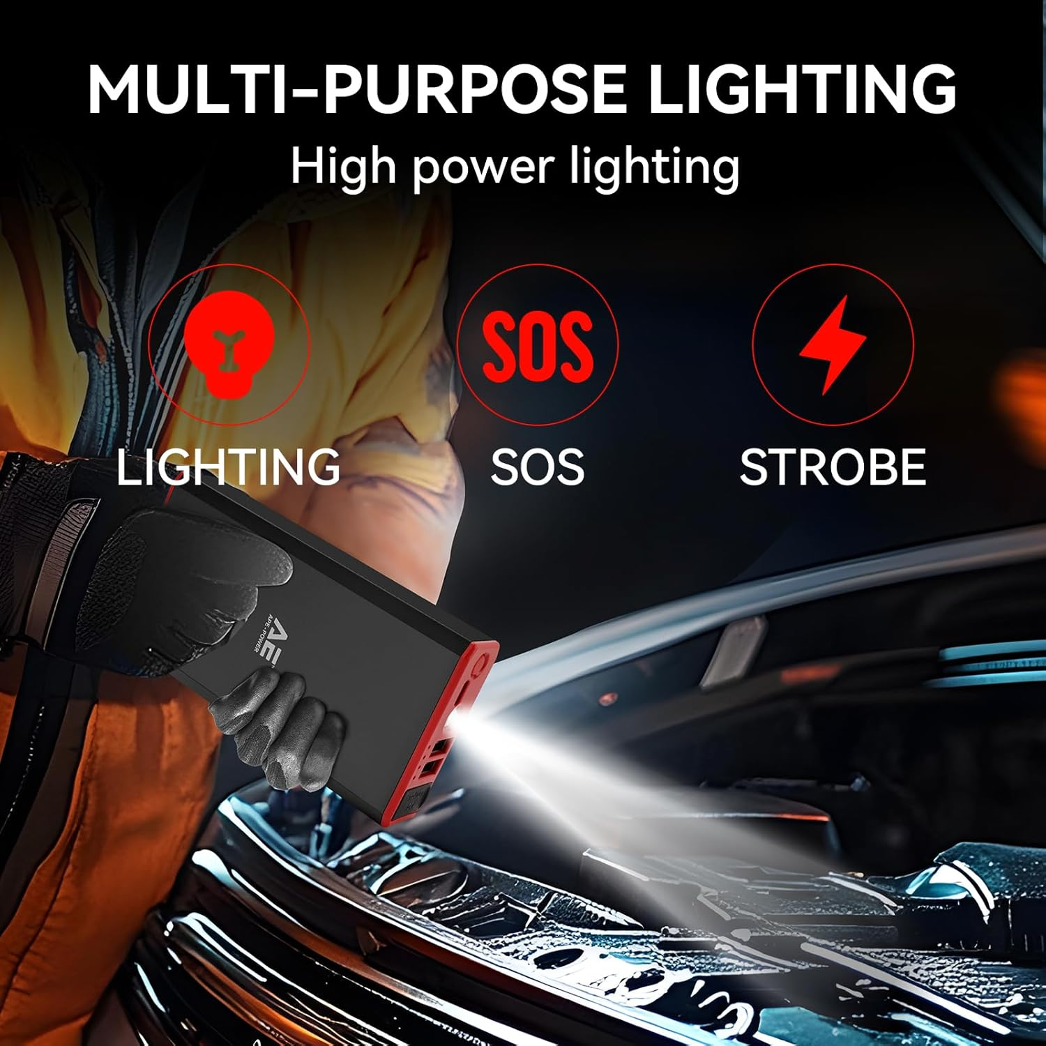 AE APE-POWER 8000Mah Car Jump Starter & Portable Charger - 1000A Peak, 29800Mah Power Bank, USB-A/C, LED Light, Safe Cables, for 5.0L Gas & 3.0L Diesel Engines image number 1