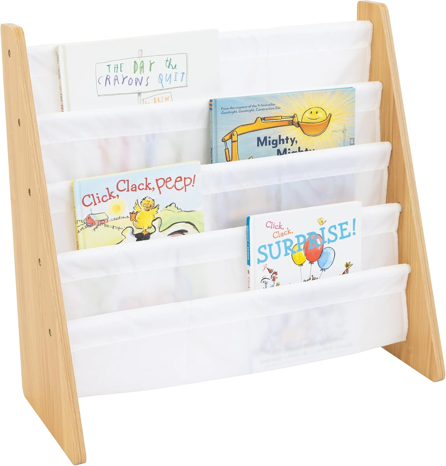Tot Tutors Crew Wooden Bookcase with 4 Pockets, Natural and White WO173 Natural White Universal