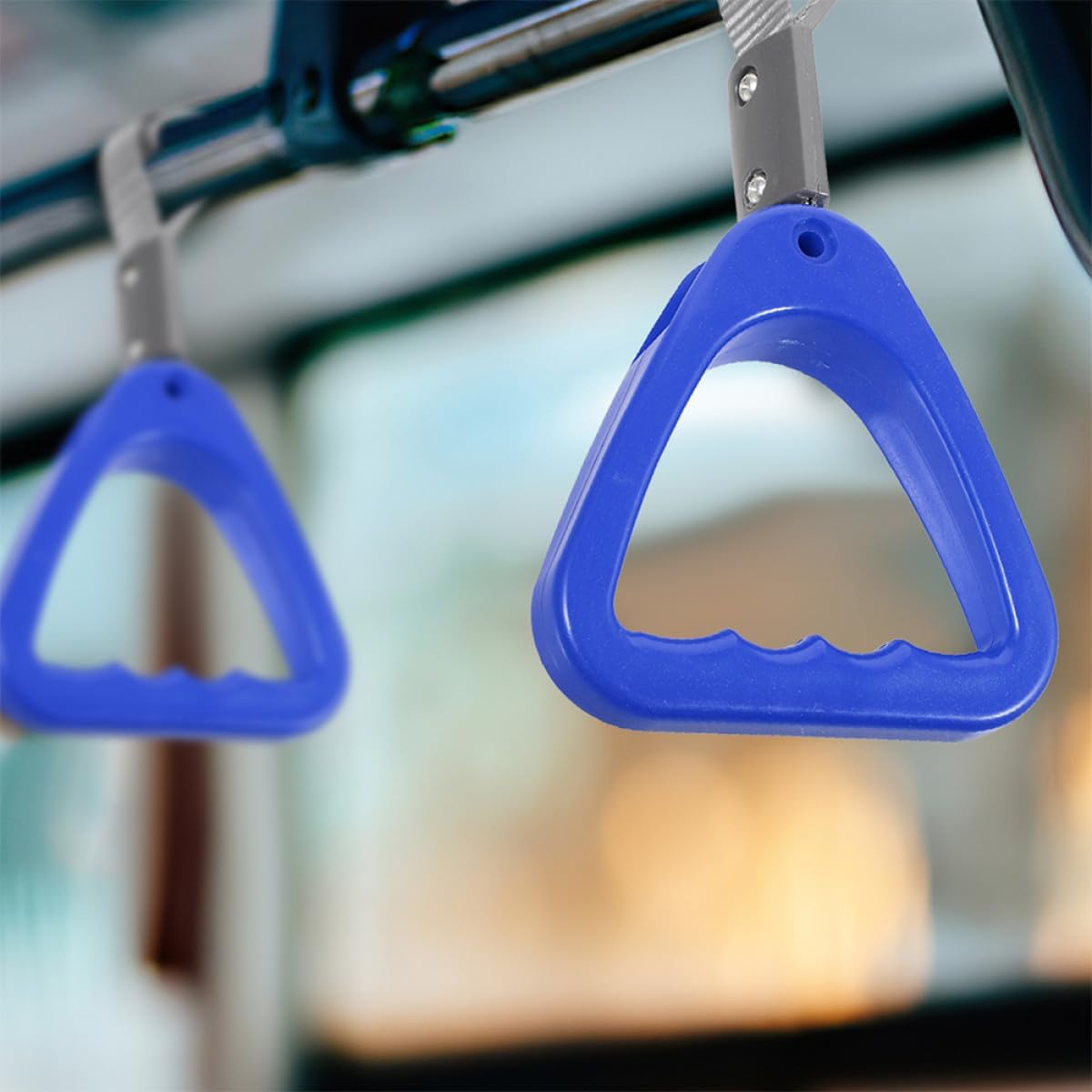 Alasum 2Pcs Blue Triangle Grab Handles with Strap for Car and Subway &ndash; Portable Auto Support Handle for Elderly Standing Assist, Adjustable Vehicle Hand Grip for Travel and Daily Use image number 4