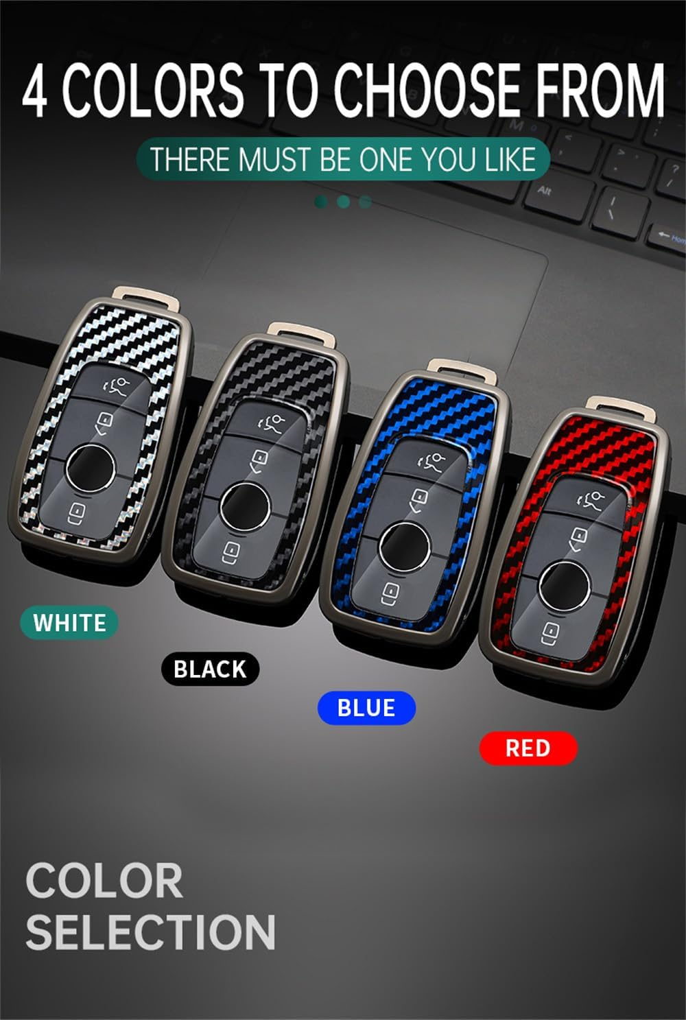 Ontto Alloy Car Key Fob Cover Fit for Mercedes Benz a C E S G Class GLC CLE CLA GLB GLS W177 W205 W213 W222 X167 AMG Key Case Keyring PVC Key Shell Holder Keychian Accessories 3/4 Buttons Black - Red image number 4