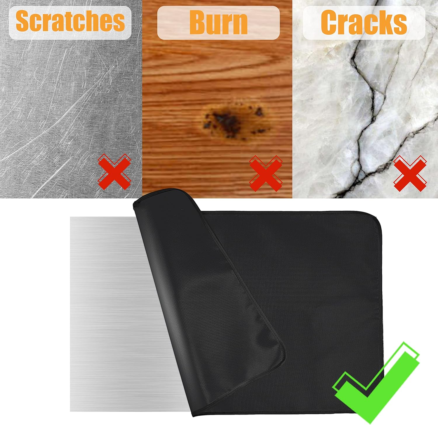 Amerbro 24X31In Heat Resistant Grill Mats for Outdoor Grill to Protect Your Prep Table and Outdoor Grill Table - Fire Proof & Water Proof & Oil Proof BBQ Mat - Black (0.6Mm) image number 5