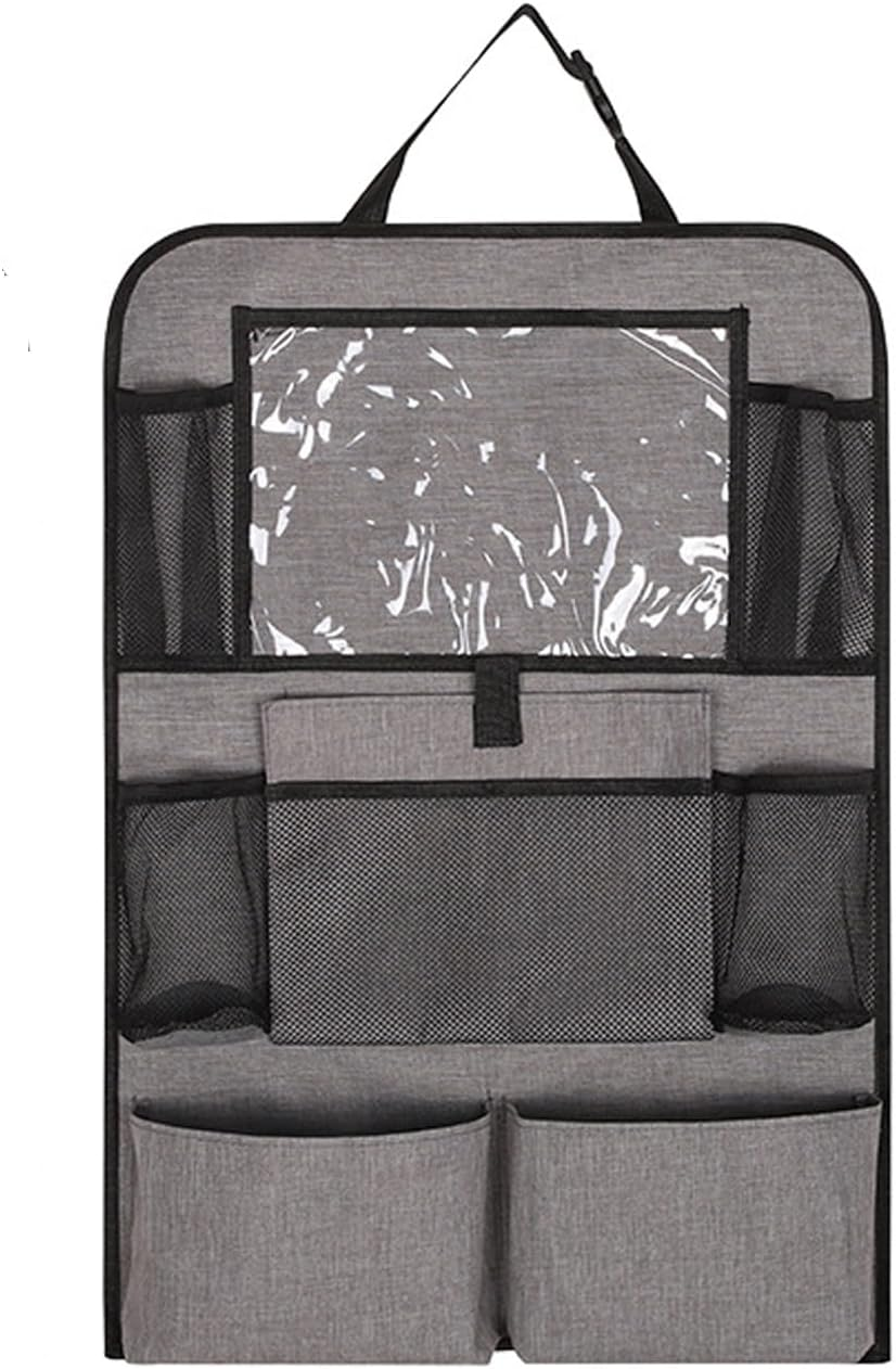 Backseat Car Organizer, Kick Mats Back Seat Protector with Touch Screen Tablet Holder, Kids Durable Waterproof Oxford Fabric, 9 Storage Pockets for Snacks Toys,Car Accessories (1Pack-Black)