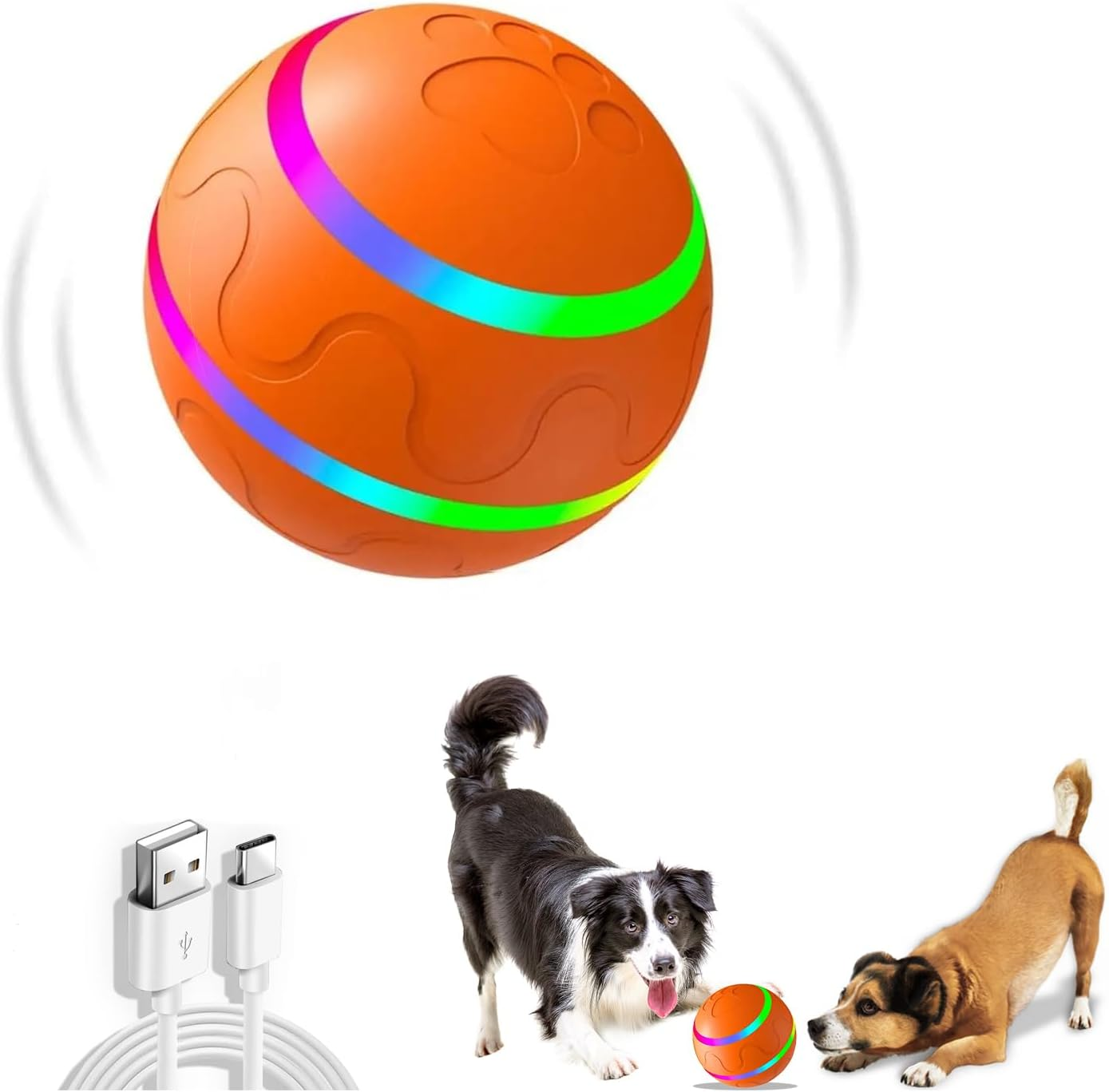 SZMDLX Dog Ball Toys, Interactive Automatic Rolling Ball with 2 Modes, USB Rechargeable, Moving Bouncing Ball for Dogs Cats Pets image number 3