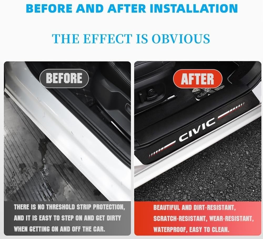 4Pcs Car Door Sill Protector for Subaru Ascent BRZ Crosstrek Forester Impreza Legacy Outback,Self-Adhesive Carbon Fiber Tape anti Scratch Car Door Edge Guards Door Entry Guard Stickers image number 4