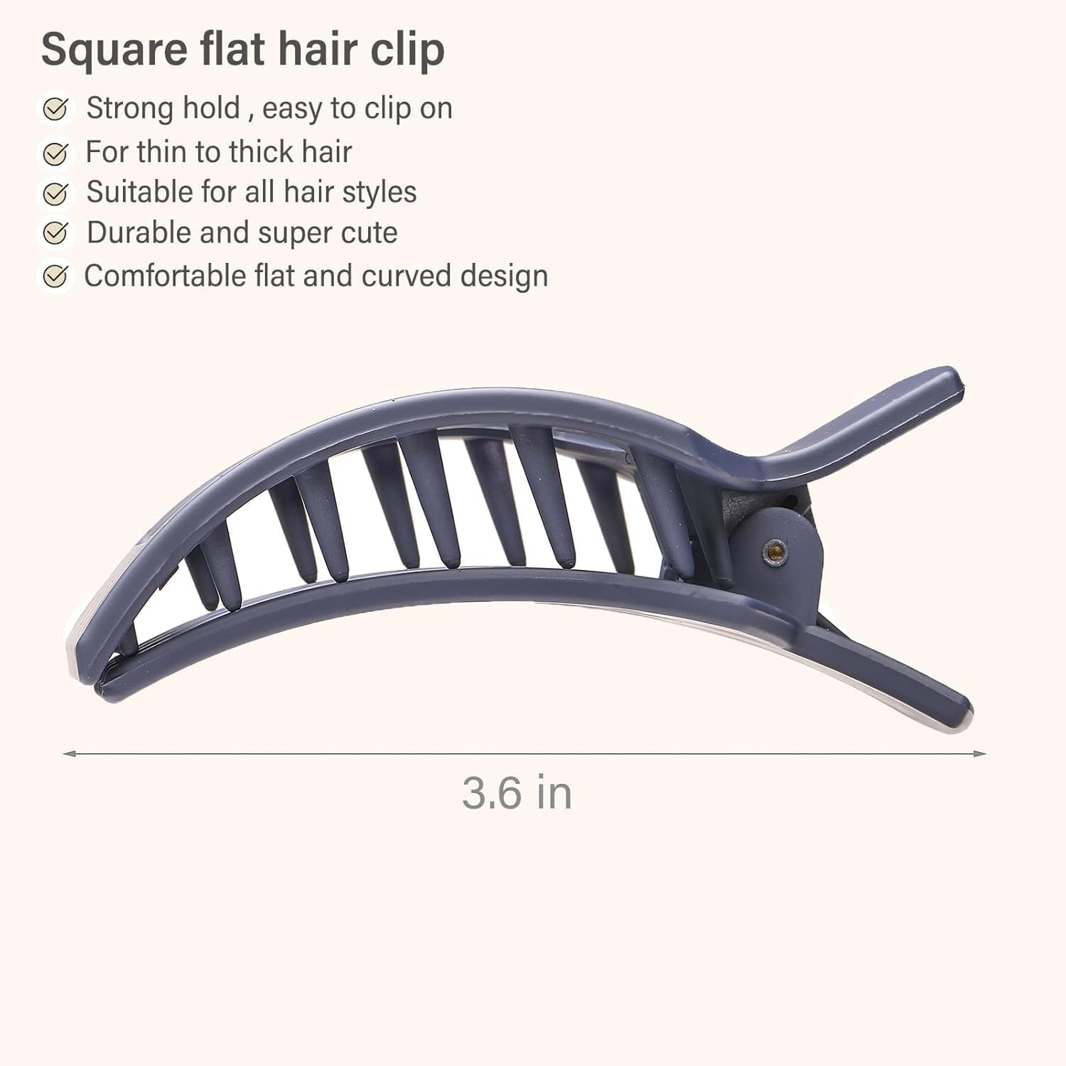 Square Flat Hair Claw Clips, 4Pcs Flat Square Hair Clips Square Flat Hair Claws,Square Flat Hair Claws Hair Clips,Medium Matte Lay Flat Hair Clips,Strong Hold Matte Claw Clips Lay Flat Claw Clips image number 6