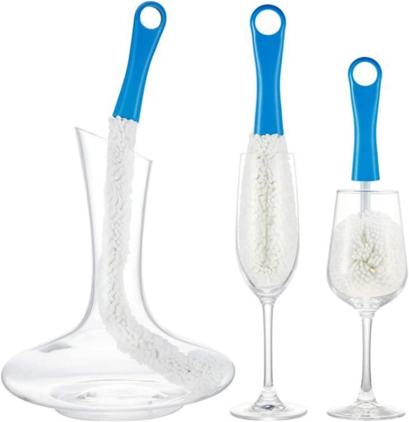 MILIOG 3PCS Decanter Cleaning Brush ，Flexible Wine Glass Brush Set for Narrow Neck Bottles, Goblets, Champagne Flutes - Non-Scratch Household & Bar Tools image number 4