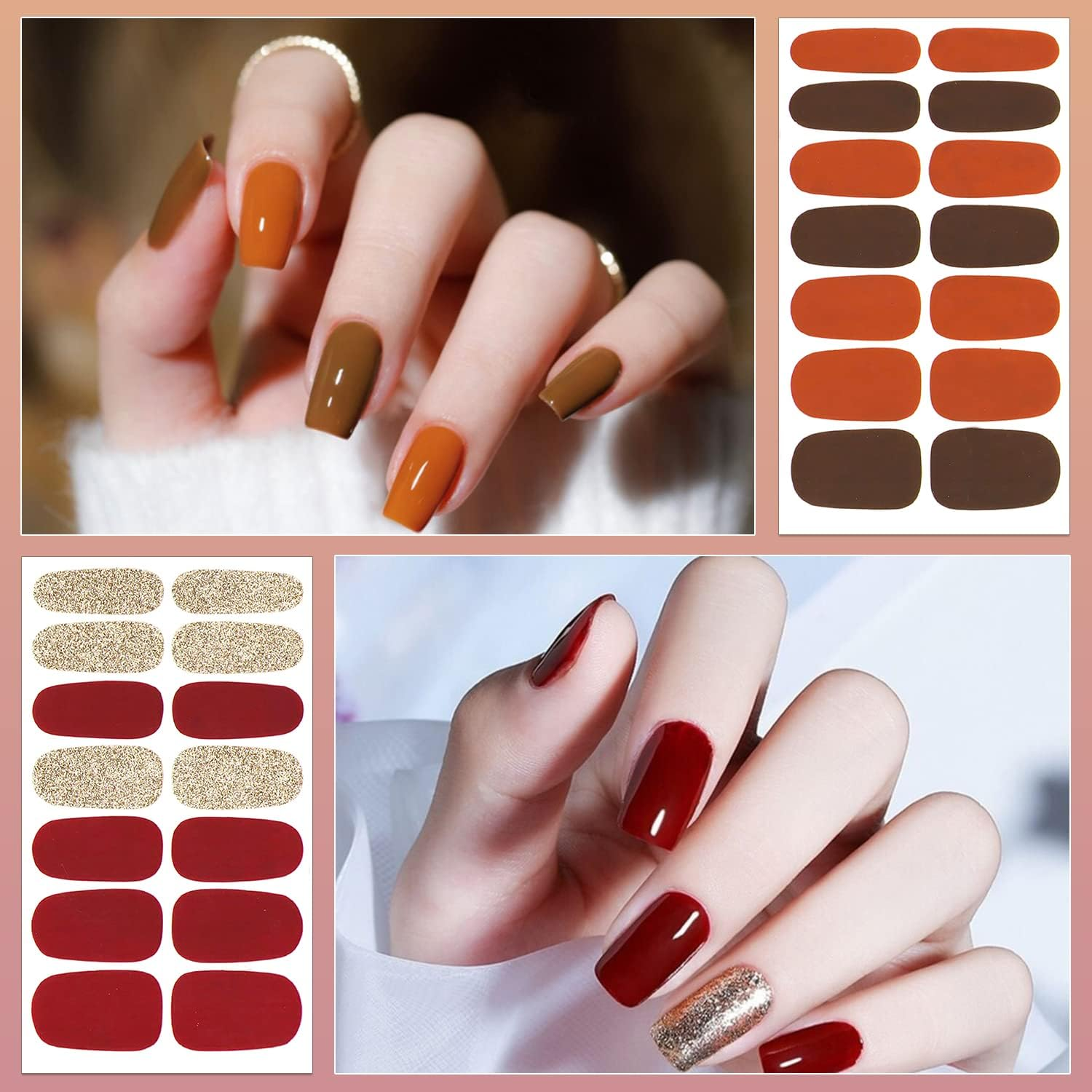 DANNEASY 30 Sheets Nail Polish Strips Full Nail Wraps for Women Gel Nail Strips Self Adhesive Nail Polish Stickers Stick on Nails Fingernails Manicure Sticker Nail Art Accessories with Nail File image number 4