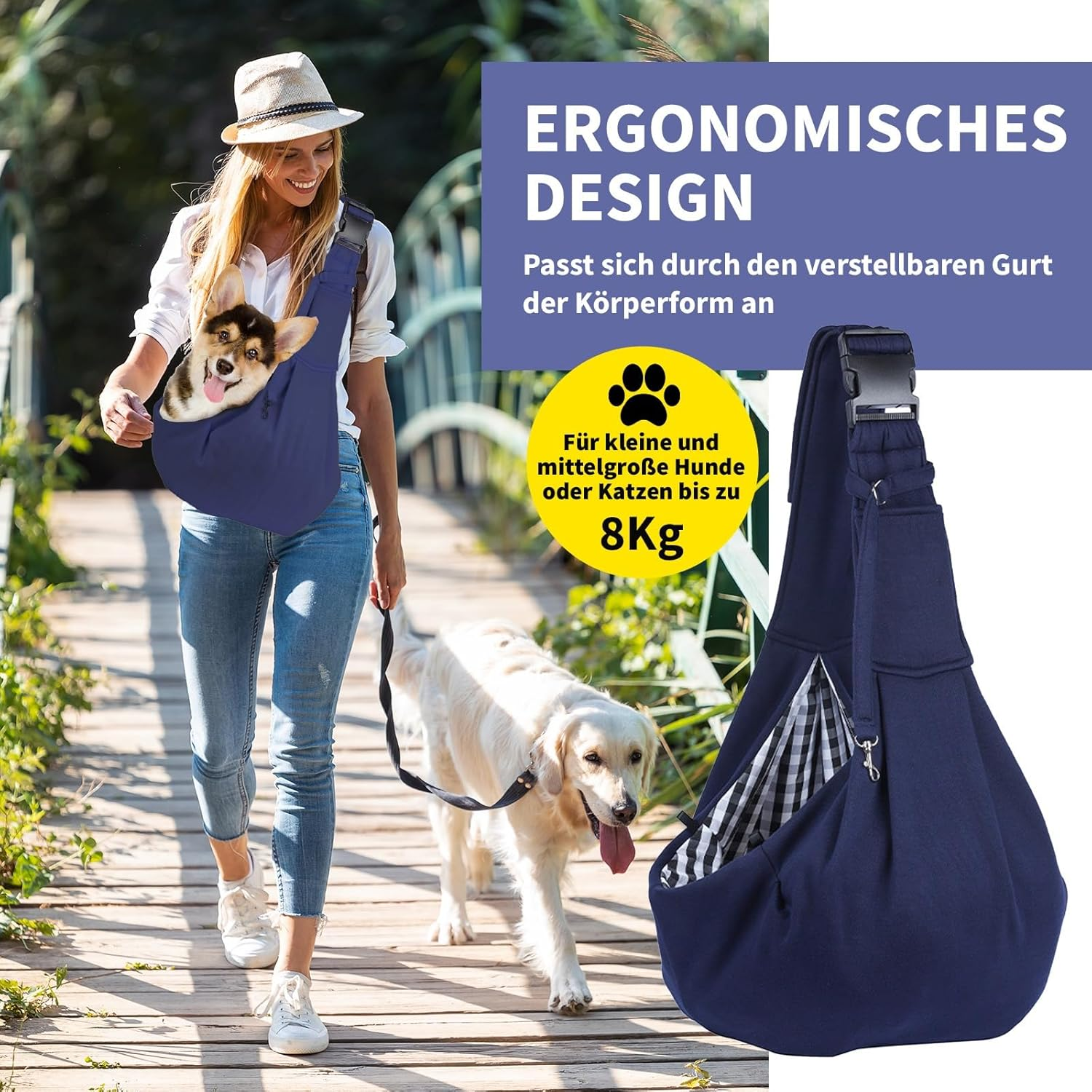 Dog Bag for Small Dogs Dog Carry Bag up to 8 Kg Cat Shoulder Bag for Walking Blue Navy image number 4