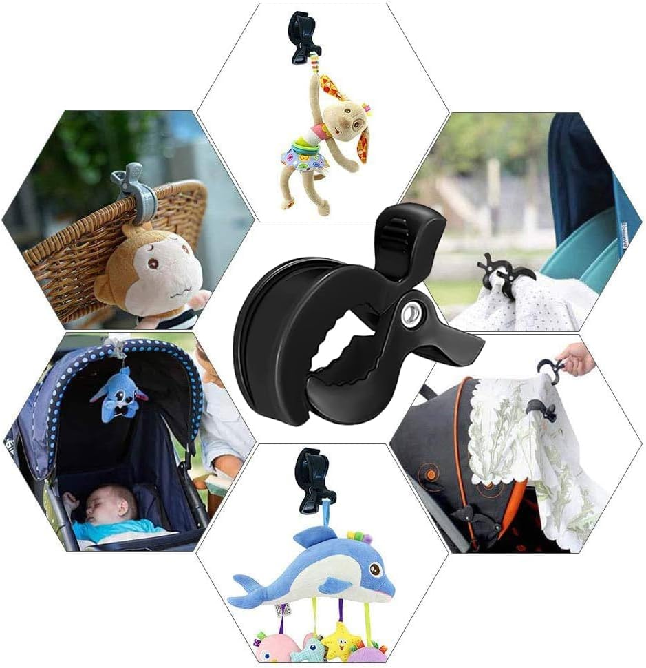 Stroller Pegs to Hook Muslin Sun Shade to Canopy,8Pcs Stroller Pegs Clips,Car Seat Cover Clips, Nursing Cover,Plastic Universal Clips, Blanket Clamp, Stroller Clips Buggy Accessory (Black) image number 6