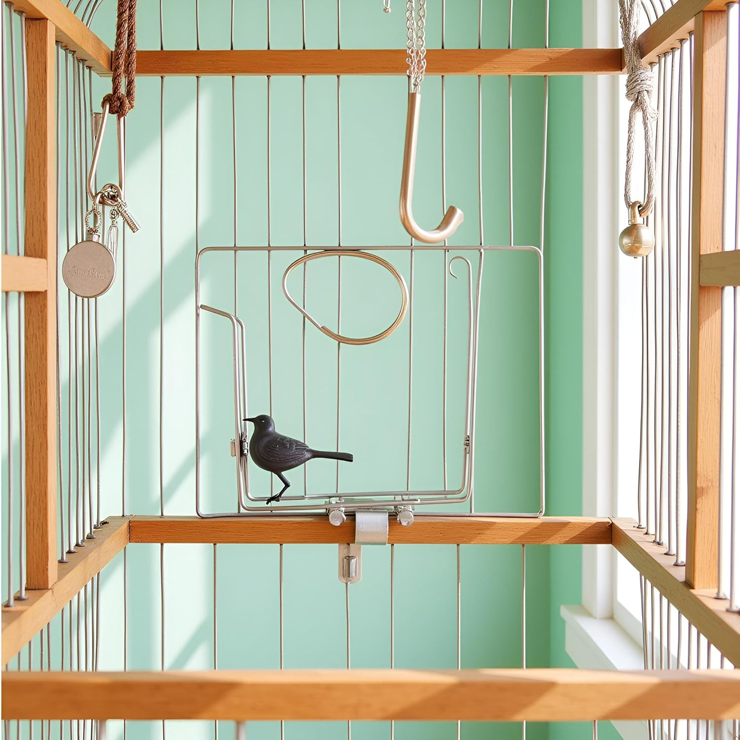 10 Pcs Silvery Parrot Toy Hook Stainless Steel Parts Heavy Duty Metal Hooks Suitable for Most Bird or Small Animal Hanging Toys Parrot Bird Hooks Metal Stainless Steel Parts DIY Bulk Birds