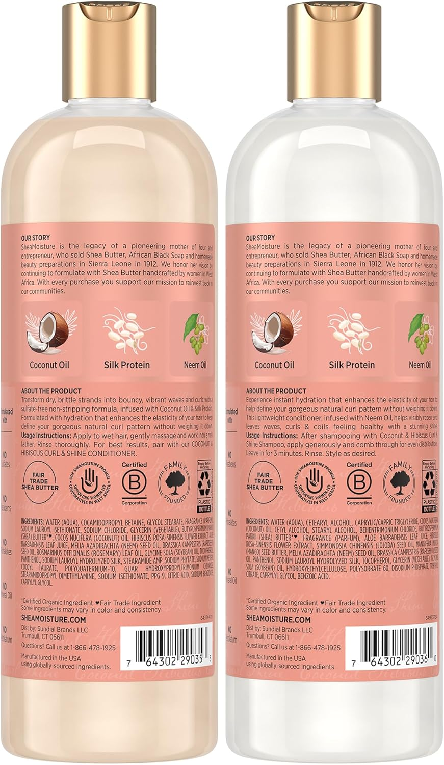 Shea Moisture Coconut and Hibiscus Curl and Shine Combination Set - Includes 470Ml Shampoo & 470Ml Conditioner image number 5