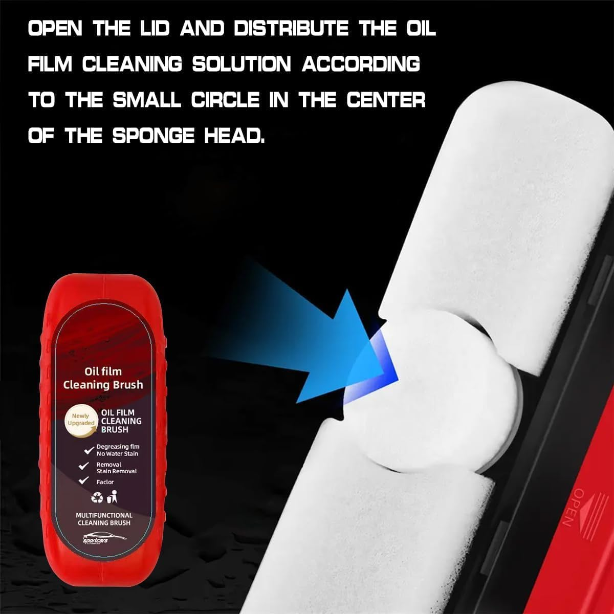 2Pack Automotive Oil Film Cleaning Brush New Glass Coating for Windshield Glass Oil Film Remover, Strong Front Windshield Remover for Windshield Improves Clarity and Visibility image number 1