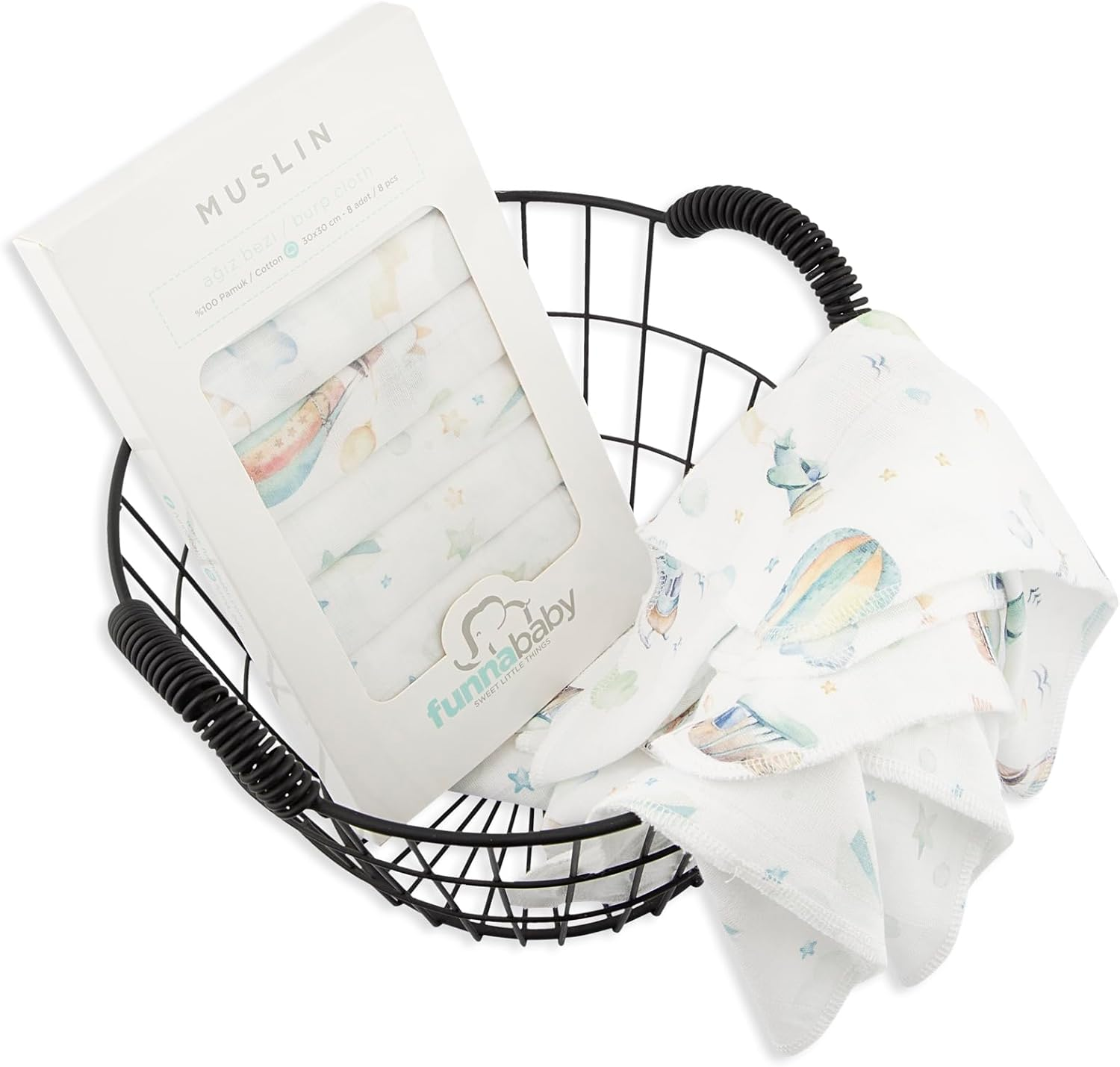 Funnababy Baby Muslin Cloths for Newborn &ndash; Pack of 8, Thin and Quick Dry, Extra Soft Face Muslin, 100% Cotton, Fabric Washcloth, Square Cloth for 0-6 Months, Starter Baby Essential, 30X30 Cm image number 6