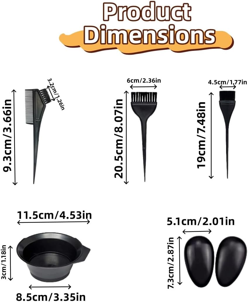 5-Piece Hair Dye Mixing Bowl and Brush Set, Hair Dye Applicator, Bowl and Brush DIY Hair Dyeing Tools for Salon and Home (Black) image number 4