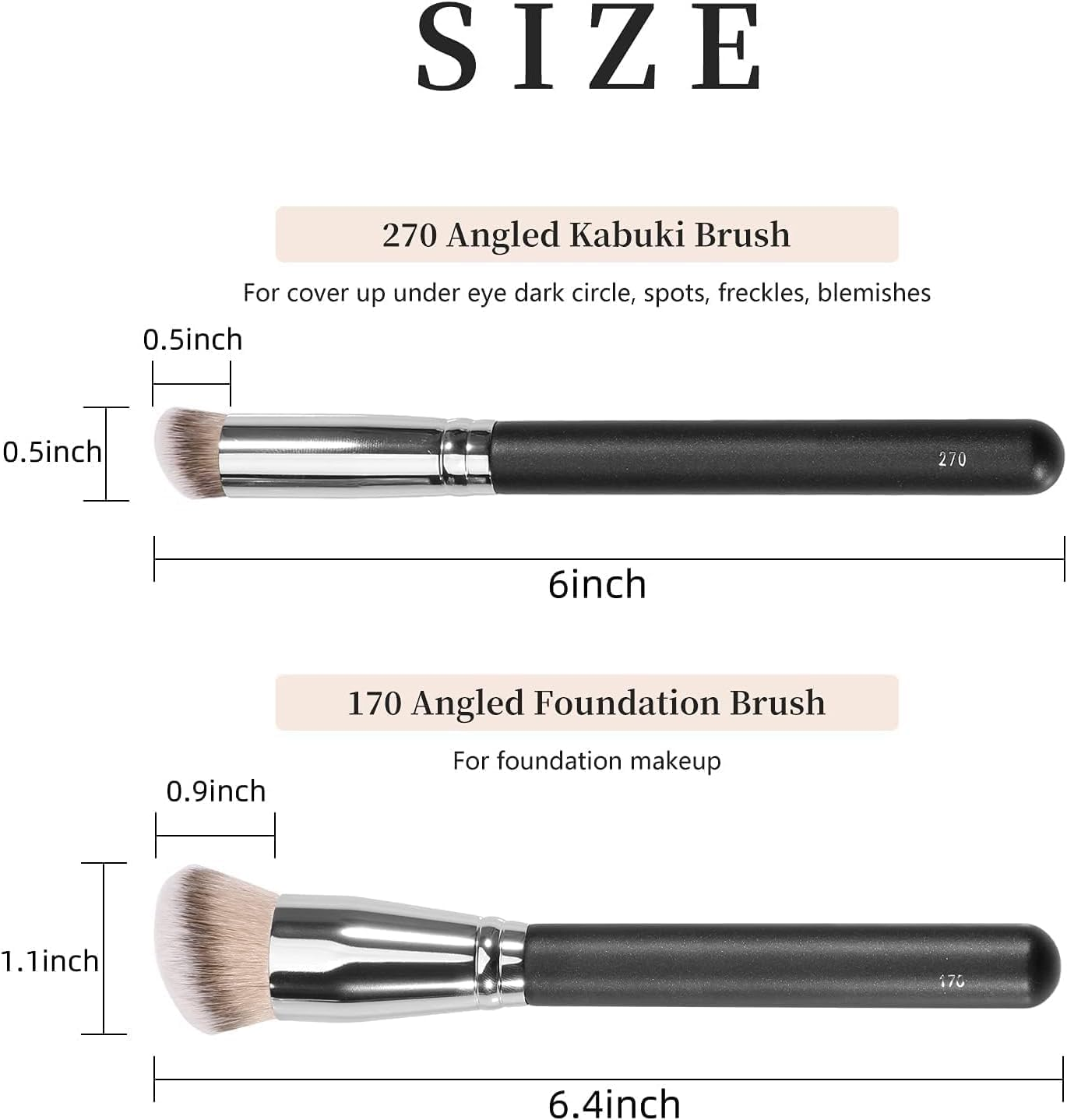 Under Eye Concealer Brush & Foundation Brush for Liquid Makeup, 2PCS Dense Synthetic Angled Blending for Makeup, Concealer Blending Brush, under Eye Concealer Brush Cream and Setting Powder image number 1