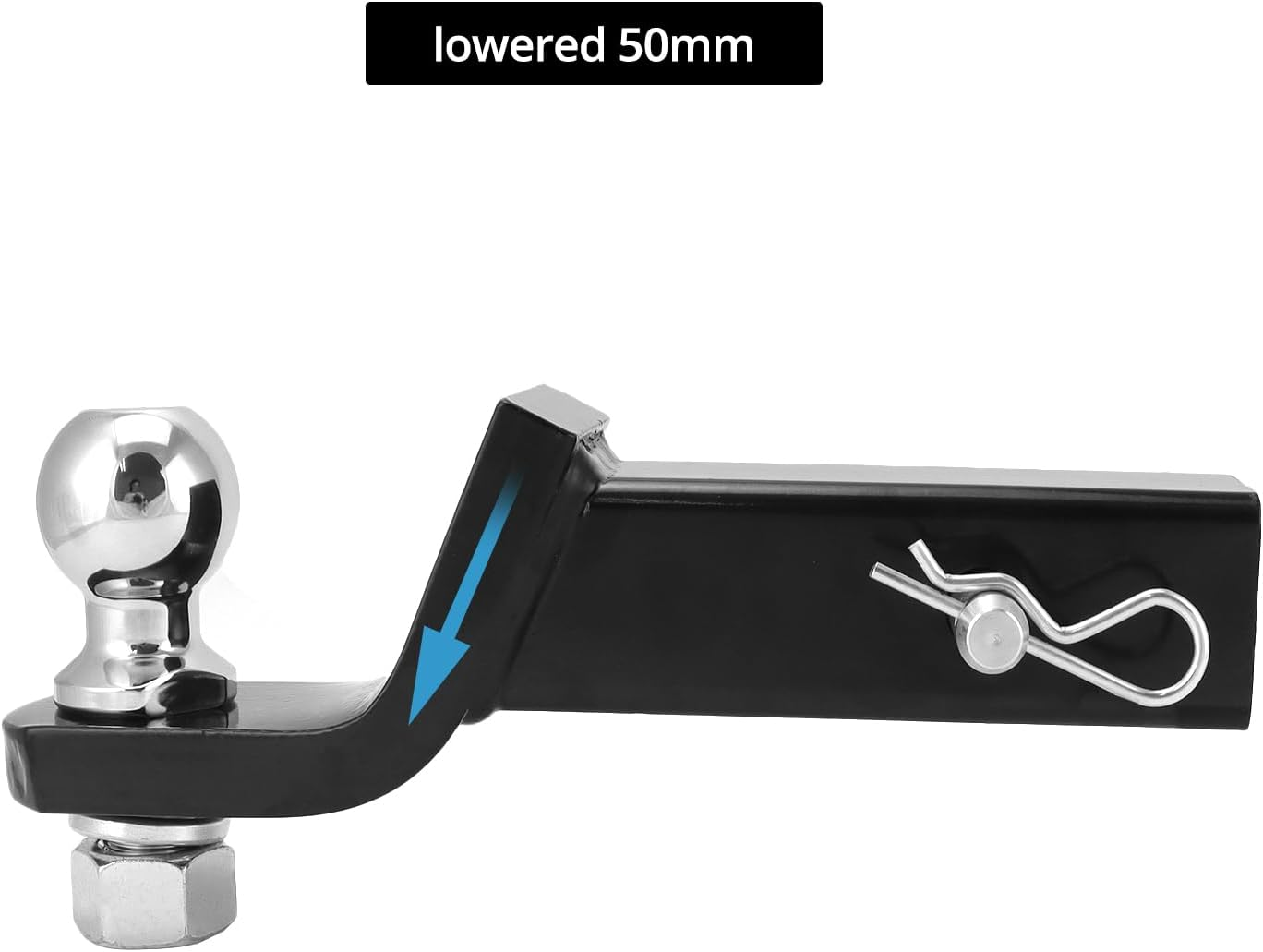 QWORK&reg; Towing Hitch for US Vehicles Lowered 50 Mm - 2800 Kg Load Capacity - 50 Mm Ball Mount - 16 Mm Pin and Clip image number 3