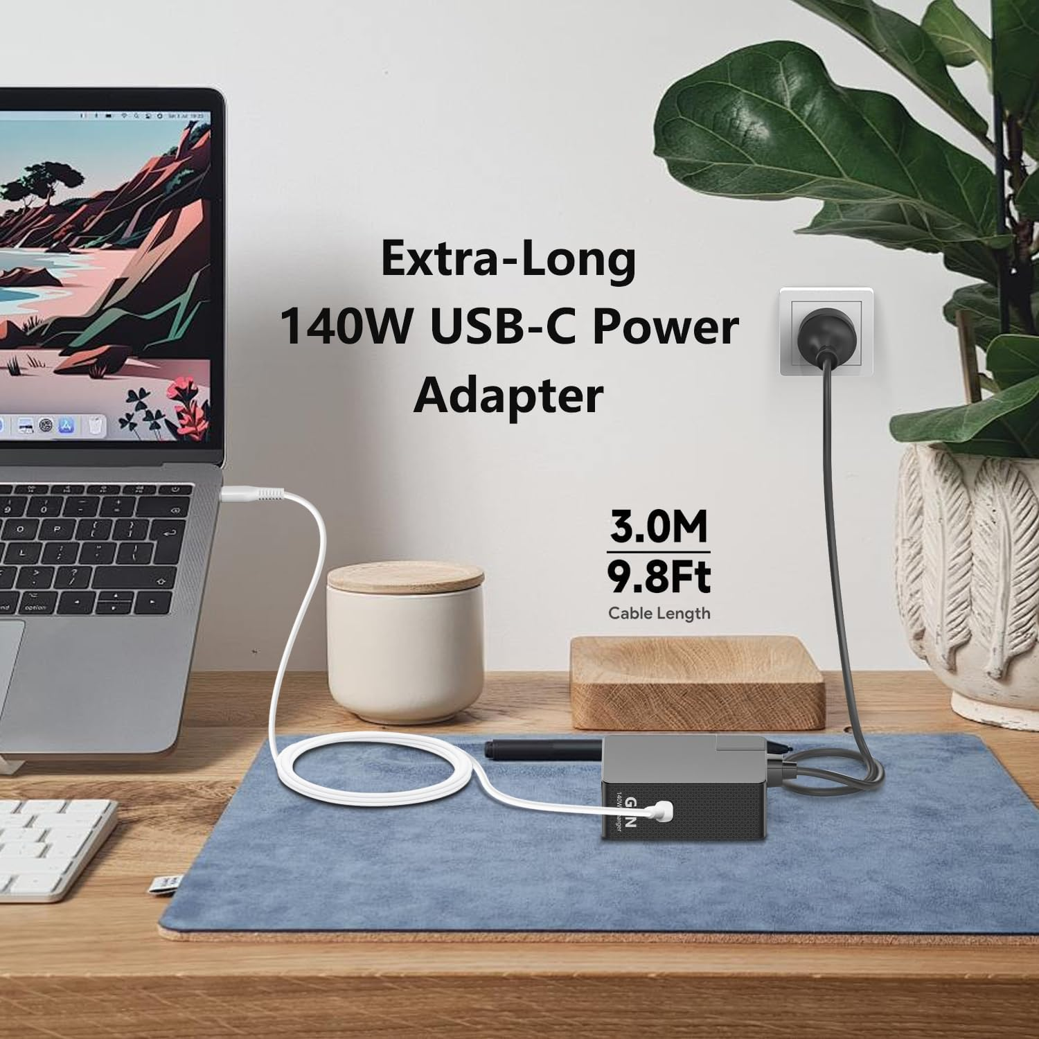 KFD Gan 140W 28V5A USB-C PD3.1 Charger for Macbook M3 M4 16'' 14'' Pro Air, Ipad Pro 2024, ASUS DELL HP OMEN, Galaxy S24 S23 Note 20, Iphone 16 15 Pro, Eero Poe, Msi AI Gaming Laptop Power Adapter image number 1