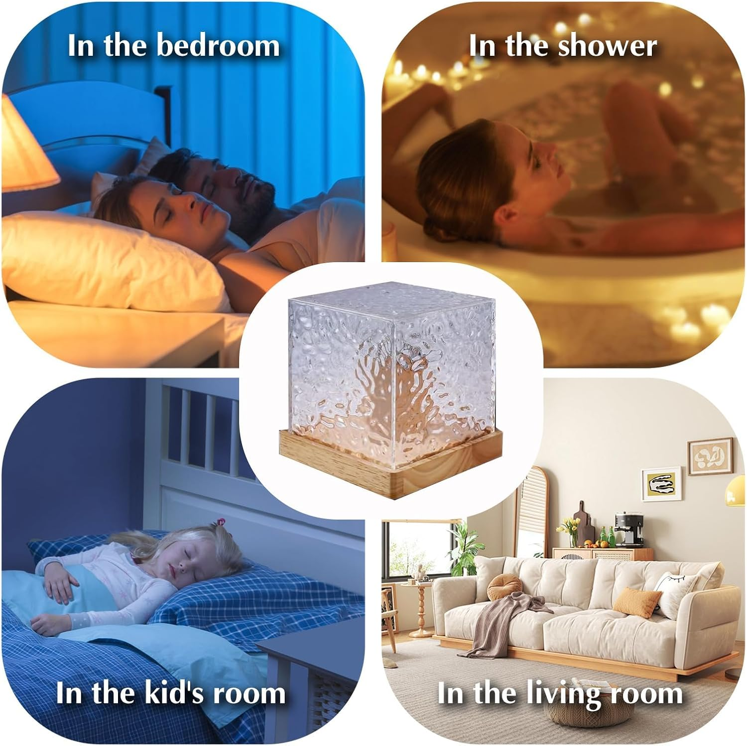 Northern Lights Lamp, Cube Ocean Water Ripple Projector, 16 Colors Rotating Flame Lamp Dynamic Ripple Effect for Bedroom, Office, Bar, and Restaurant Decor (Square) image number 1