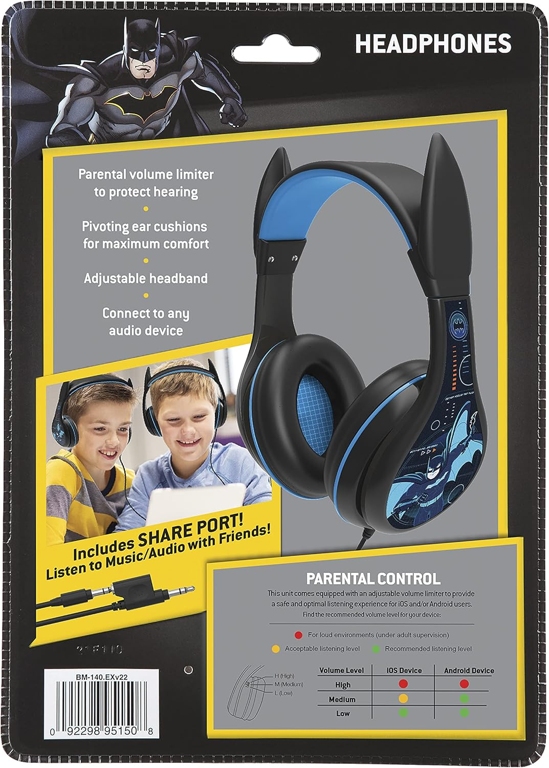 Batman RI-140BM.EXV0 Batman Headphones on Ear with Safety Volumelimiter (Black) image number 4