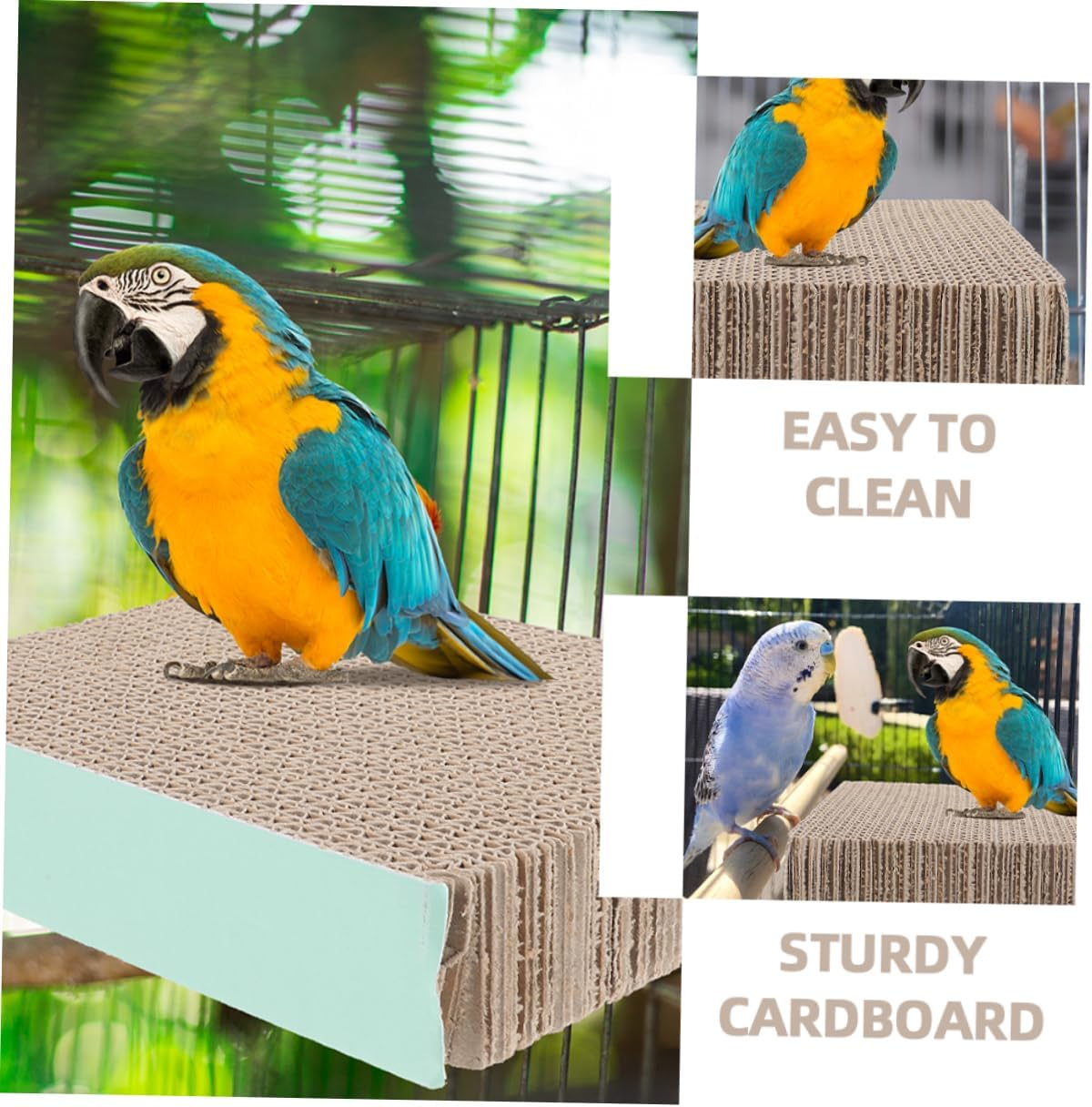 Happyyami 2Pcs Bird Perch Platform Stand Cardboard Exercise Toy Medium Size Parrot Play Stand for Cockatiels Budgies Cage Accessories image number 1