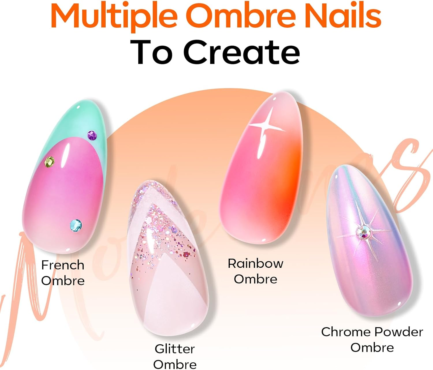 Modelones 150Pcs Nail Sponges for Ombre, Nail Art Sponge with Grabbing Pen Reusable Soft Sponges for Gradient Ombre Blush Chrome Design Effects Professional Nail Stuff Supplies DIY image number 6