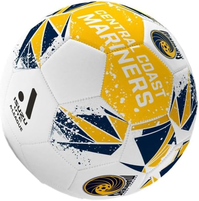 Summit A-League Soccer Ball, Central Coast Mariners - Official Team Supporter Ball, 3-Ply Foam Backed PVC with Embossed Diamond Grain, 32-Panel Machine Stitched for Superior Feel & Durability, Size 1 image number 1