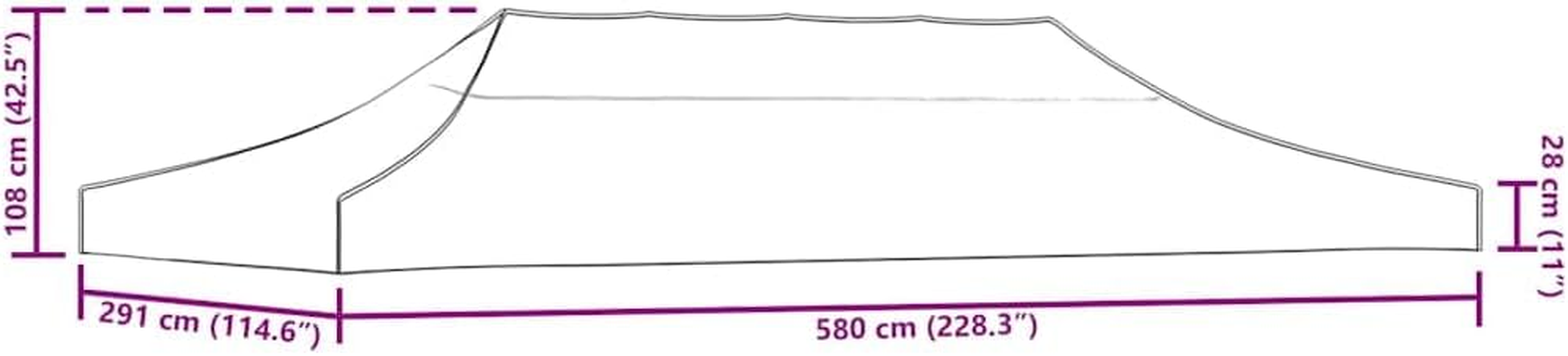 Party Tent Roof 3X6 M Anthracite, Heavy Duty 600D Oxford with PVC Coating, UV Water Resistant Gazebo Canopy Replacement Cover image number 4