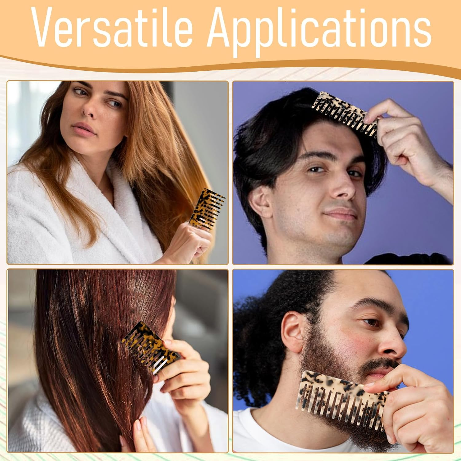 2-Piece Detangling Comb for Long Hair Acetate Detangling Comb Wide Teeth Comb for Wet and Dry Hair Thick Curly Wavy Hair for Women image number 1