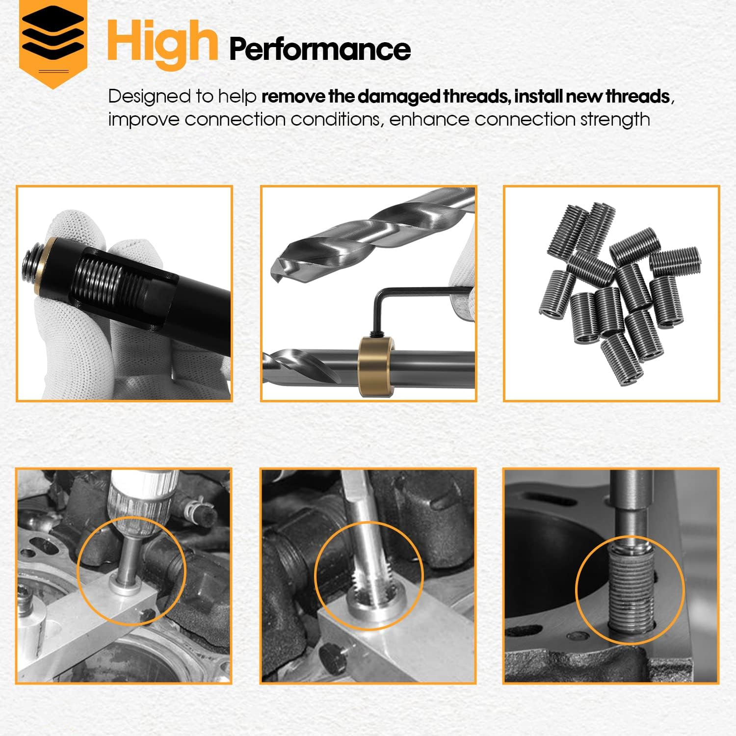 Dearchan 35119S Metric Head Bolt Thread Repair Kit for Cadillac, for Honda, for Toyota, Metric Head Bolt Thread Repair - M11 X 1.5 image number 2