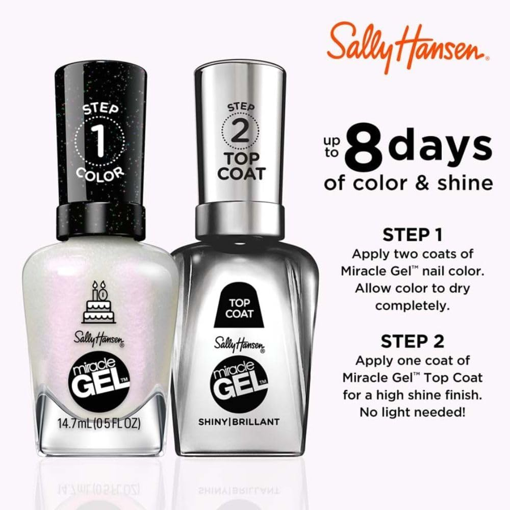 Sally Hansen Miracle Gel Nail Polish - Twinkle Whites, 14.7 ML image number 5