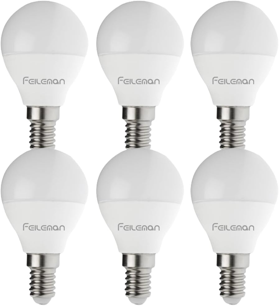 FEILEMAN E14 LED Light Bulbs Small Edison Screw P45/G45 2700K Warm White 8W (Replaces 70W) 880LM Super Bright E14 SES Golf Mini Globe Bulb No Dimmable, Pack of 6 image number 6
