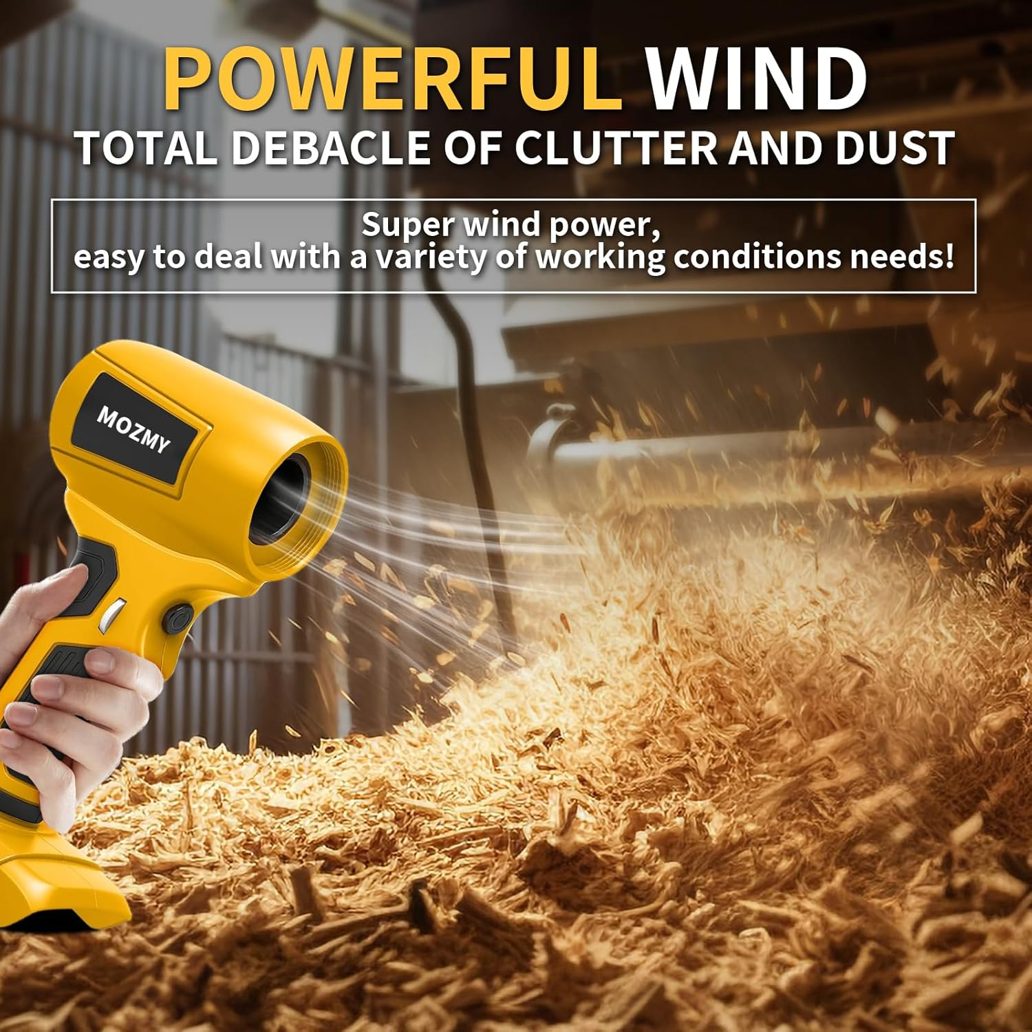 MOZMY Wireless Cordless Leaf Blower for Dewalt 18V/20V Mini Electric Leaf Blower, Turbo Jet Blower, Portable Dust Blower for Garden, Yard, Snow & Dust (Without Battery) image number 4