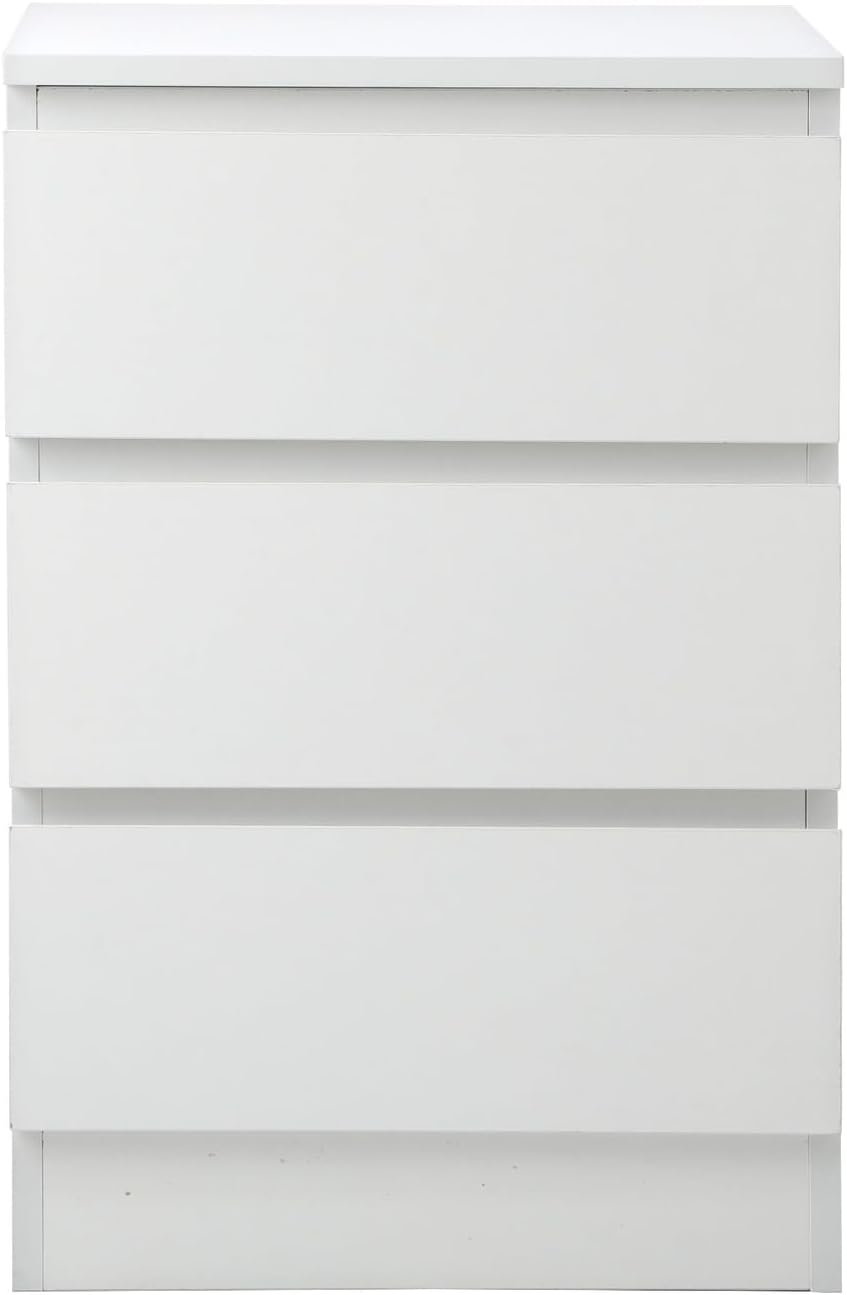 Oikiture White Bedside Table with 3 Drawers Bed Side Table image number 6