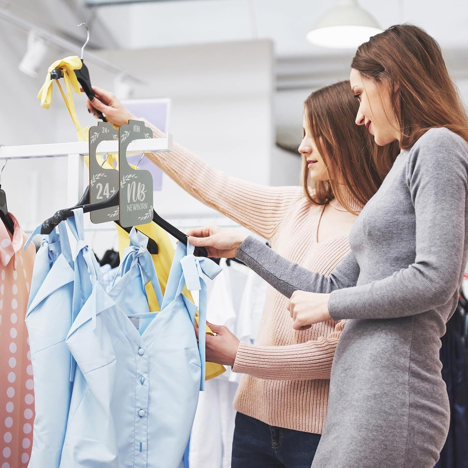 Wooden Baby Closet Size Divider Organizer Hanger Clothing Dividers,8Pcs Double-Sided Baby Wardrobe Divider Wooden Clothes Hanger,Wooden Baby Closet Size Divider Organizer Hanger Clothing Divider image number 6