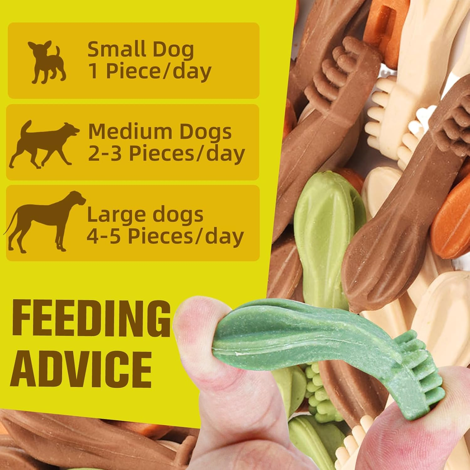 Dog Chew Toy-Toothbrush Shape Treats, Natural Chews, Long Lasting Chews Stick for Training & Healthy Teeth image number 2