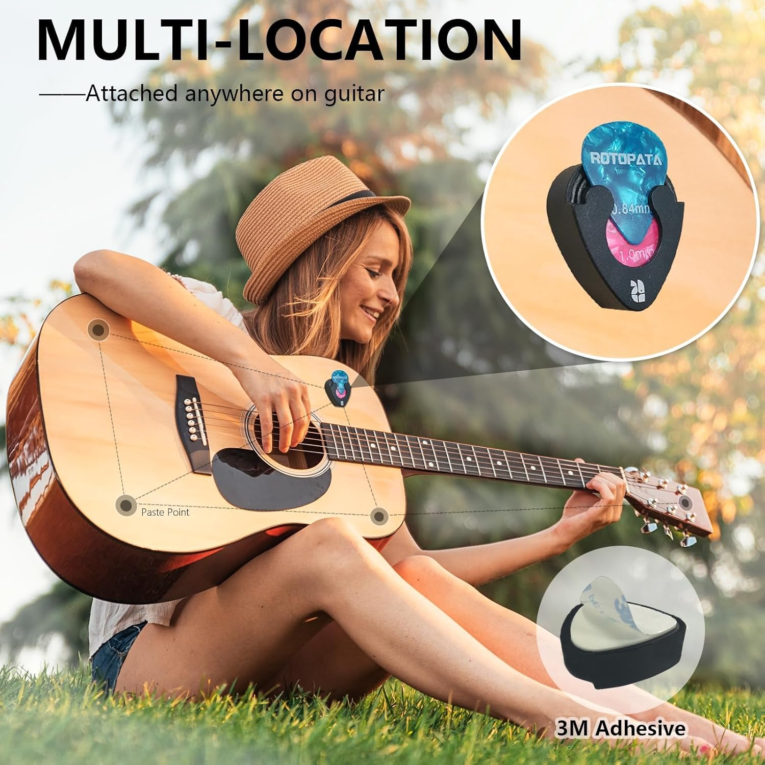 Guitar Picks Plectrums with Picks Holder and Storage Box 0.58 0.84 1.2 Mm Includes Thin Medium Heavy Thickness, Variety Colorful Celluloid Plectrums for Bass Electric Acoustic Guitars Ukulele (12) image number 4