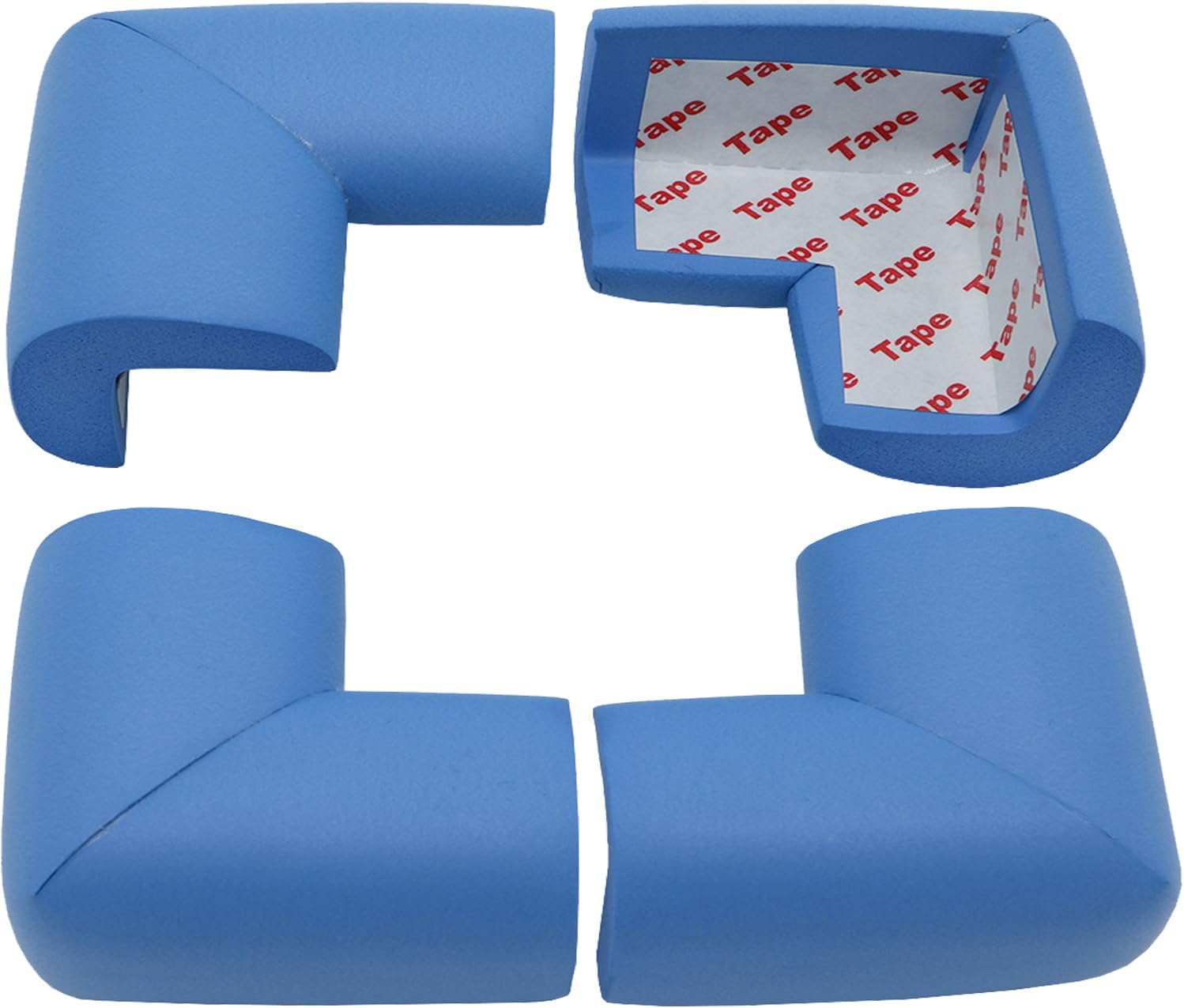 4 Pack Soft Foam Baby Proofing Corner Guards & Edge Protectors, Pre-Taped Table Corner Protector, Children Safety Furniture Desk Bumper, Cushion for Sharp Corners, L Type,Brown