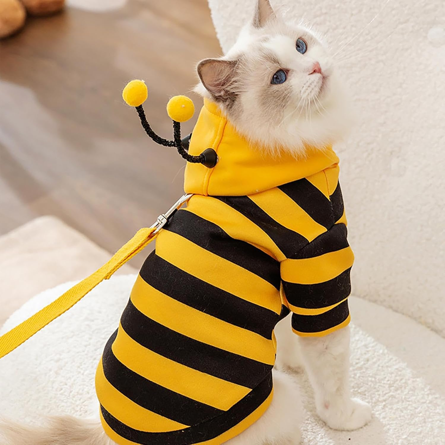Pet Bee Costume Hooded,Dog Bee Hoodies | Soft Cat Holiday Cosplay Warm Clothes, Funny Outfits Clothes for Small Medium Dogs, Kitten, Puppy image number 4
