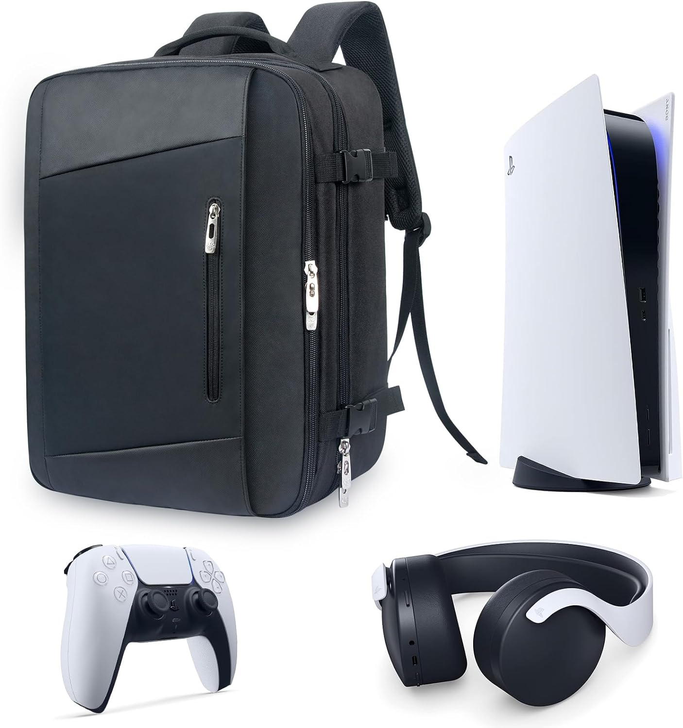 Hap Tim Travel Backpack for PS5 Console, Padded Protection Playstation 5 Carrying Case, Large Capacity for Laptop, PS5 Controller, Headset, Game Discs and Accessories, Black （AU-2306） image number 2